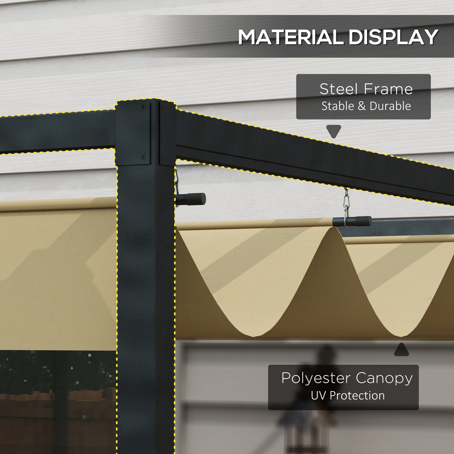 3x2m Metal Pergola with Retractable Roof