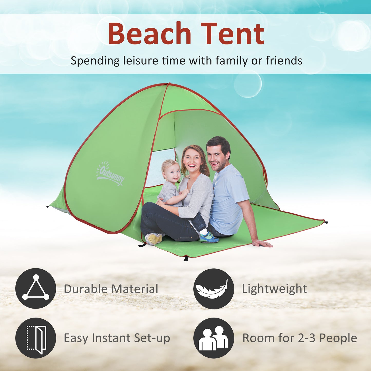 Pop Up Tent Beach Fishing Camping UV Protection Patio Sun Shade