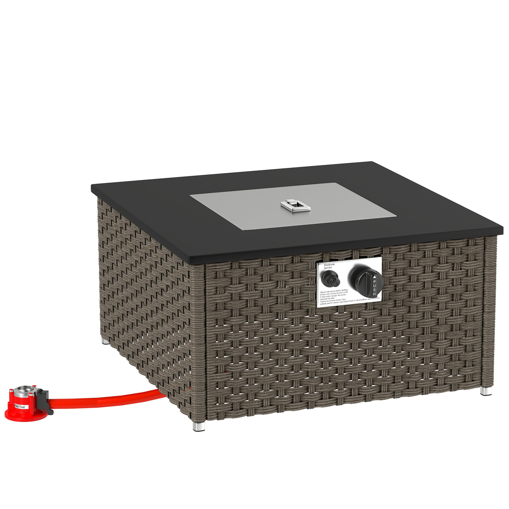 Rattan Gas Fire Pit Table for Garden