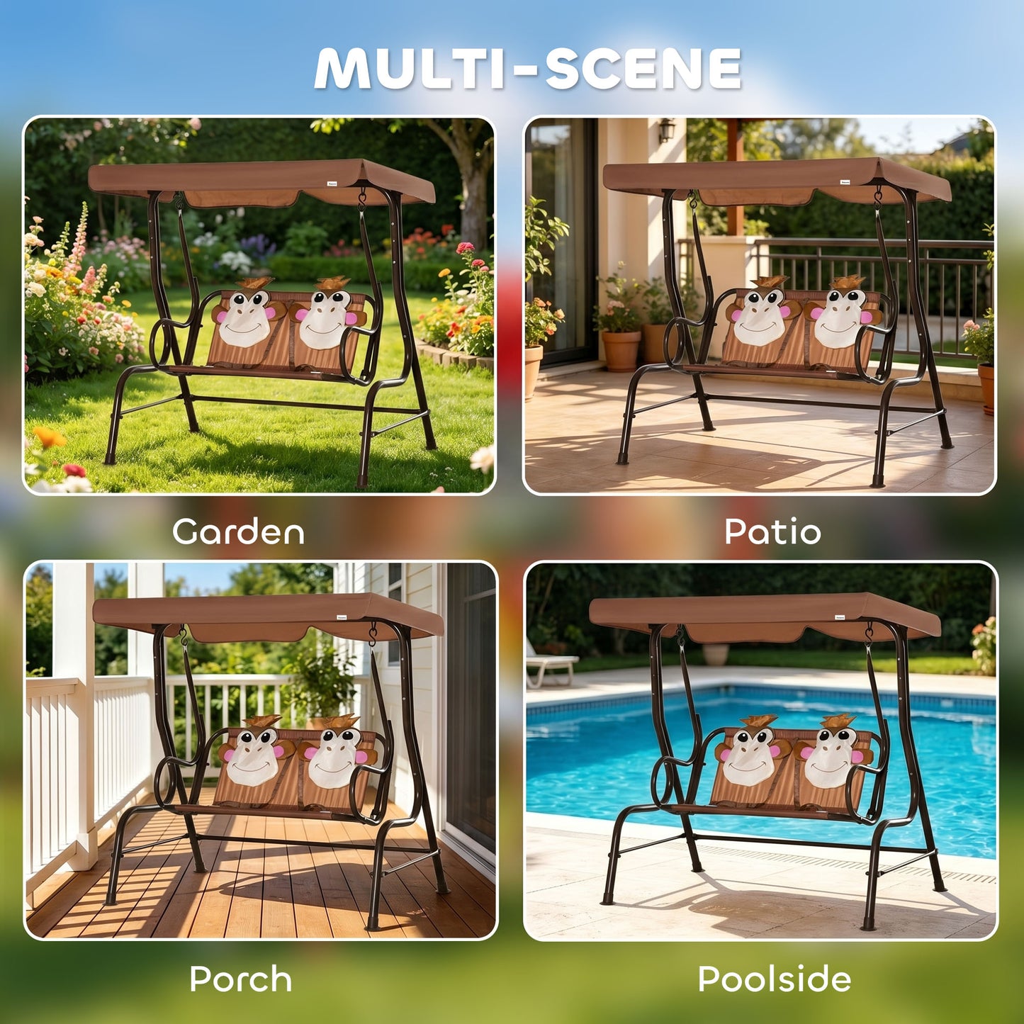 2 Seater Kids Garden Swing Seat