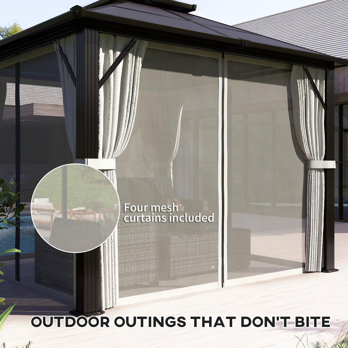 3 x 3(m) Hardtop Gazebo Canopy with UPF30+ Double Polycarbonate Roof