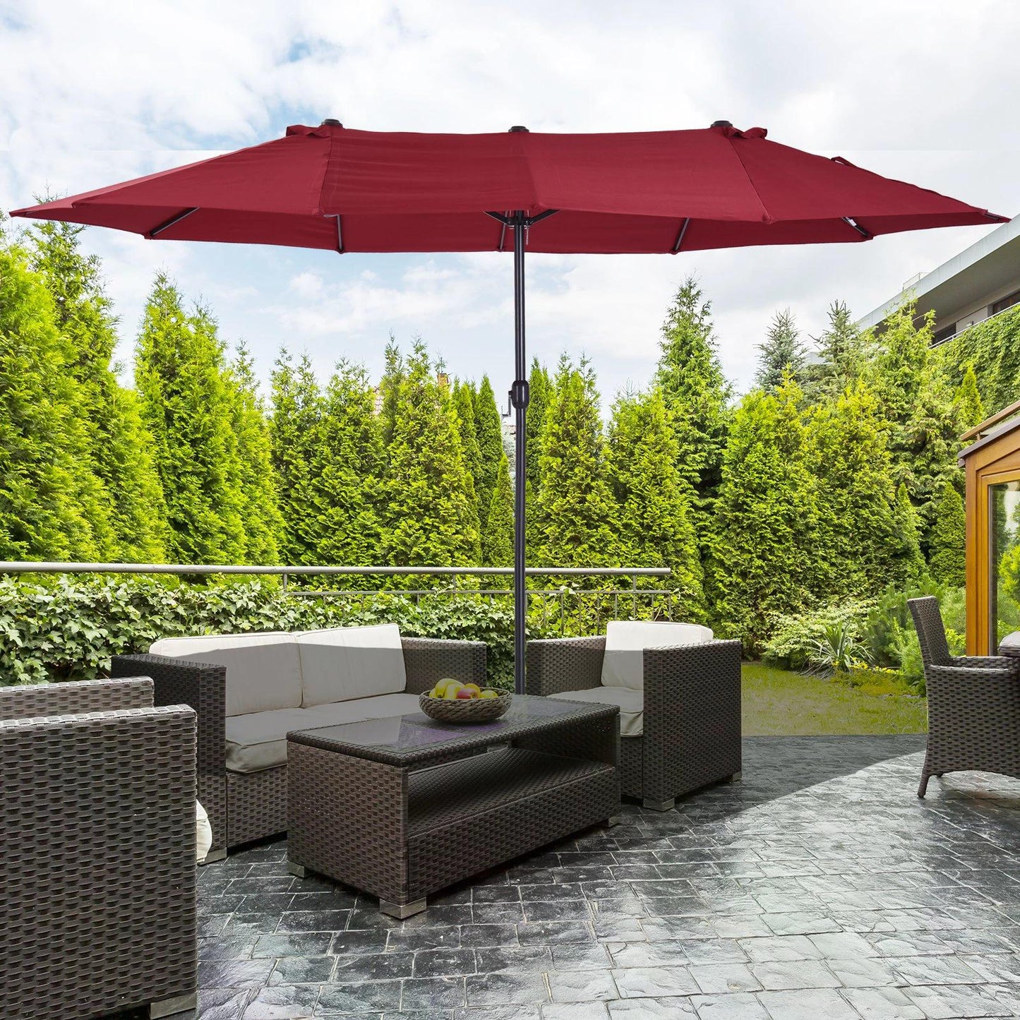 4.6m Double-Sided Patio Parasol Sun Umbrella
