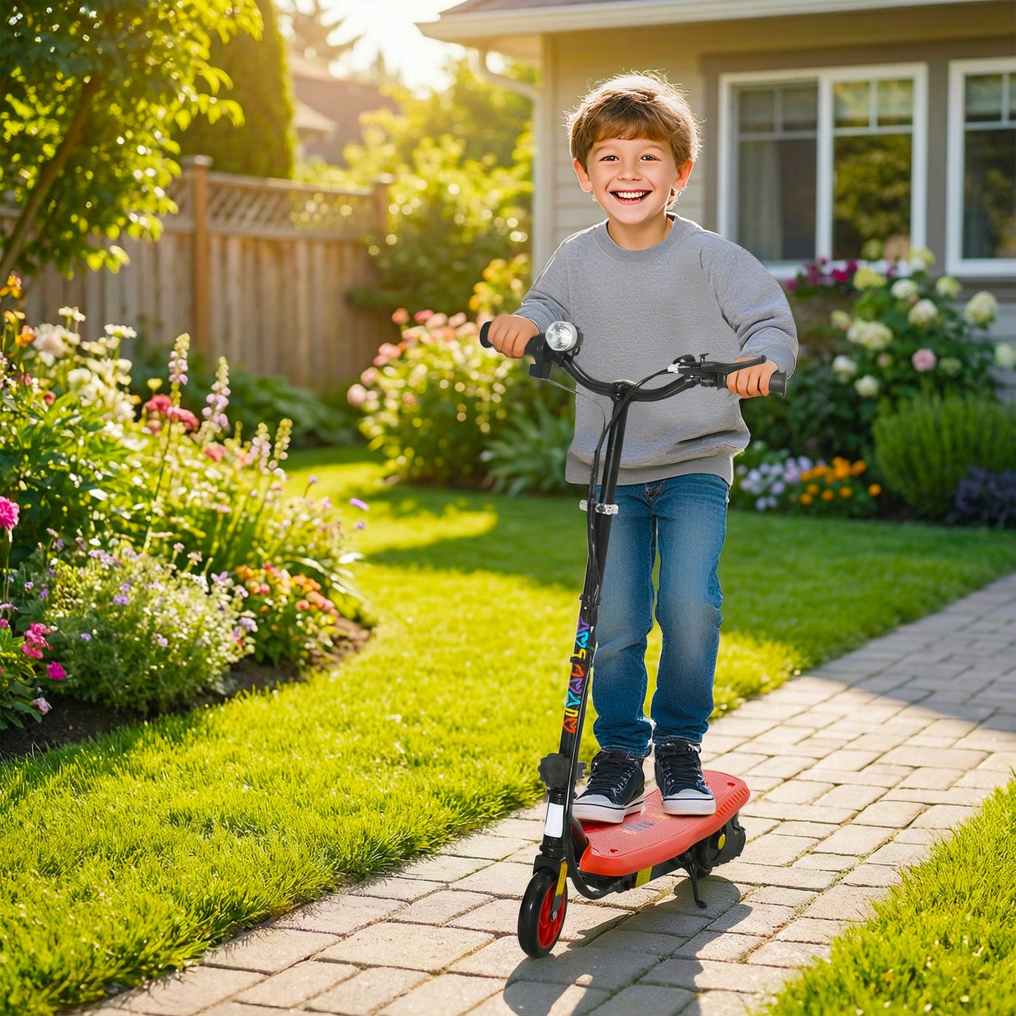 Foldable Electric Scooter, with LED Lights, for Ages 7-14 Years