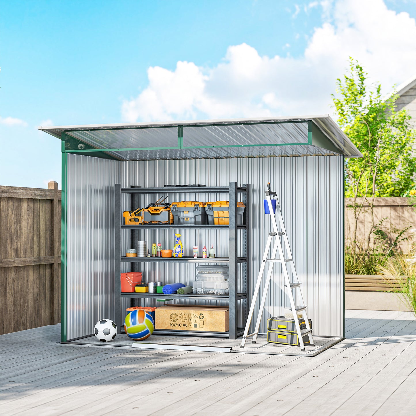 8.5 x 4ft Metal Shed with Lightsky Panels