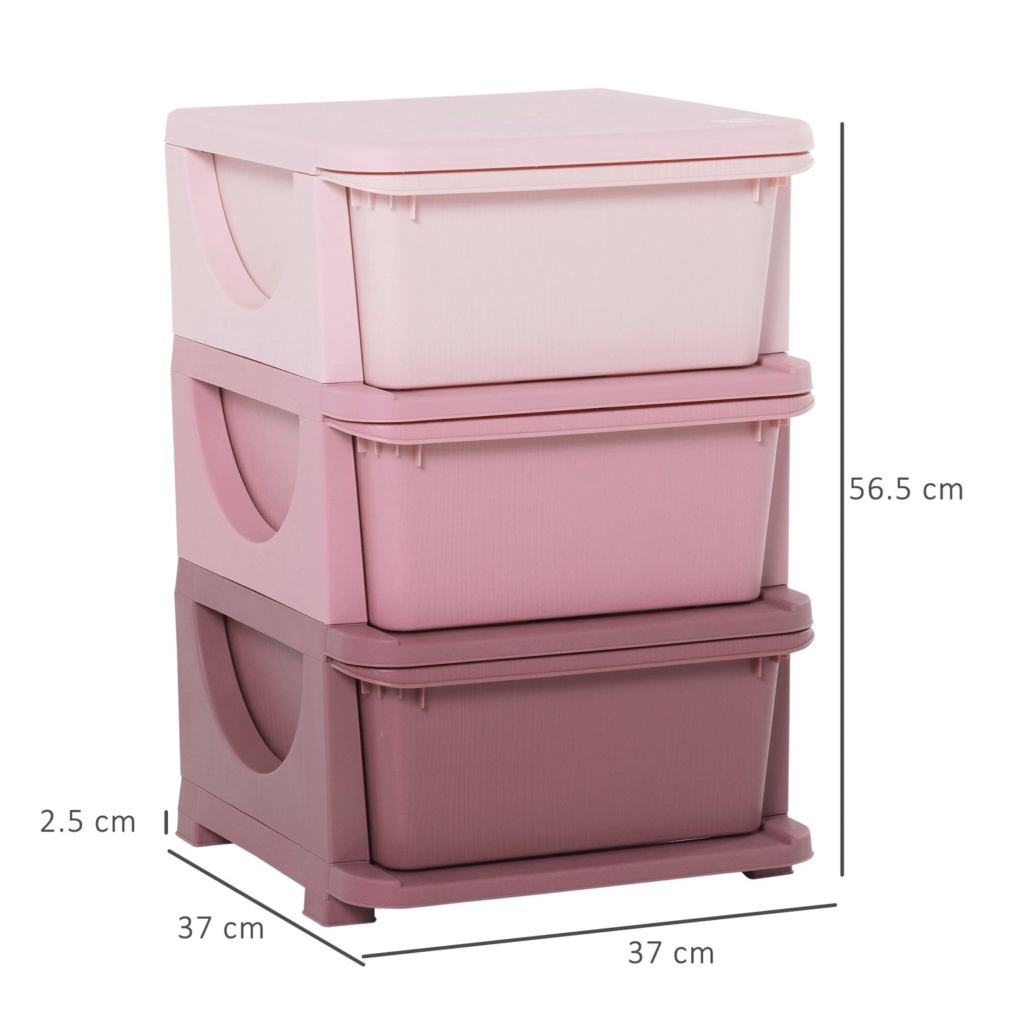 3 Drawers Plastic Storage Units, 3 Tier Kids Storage Units