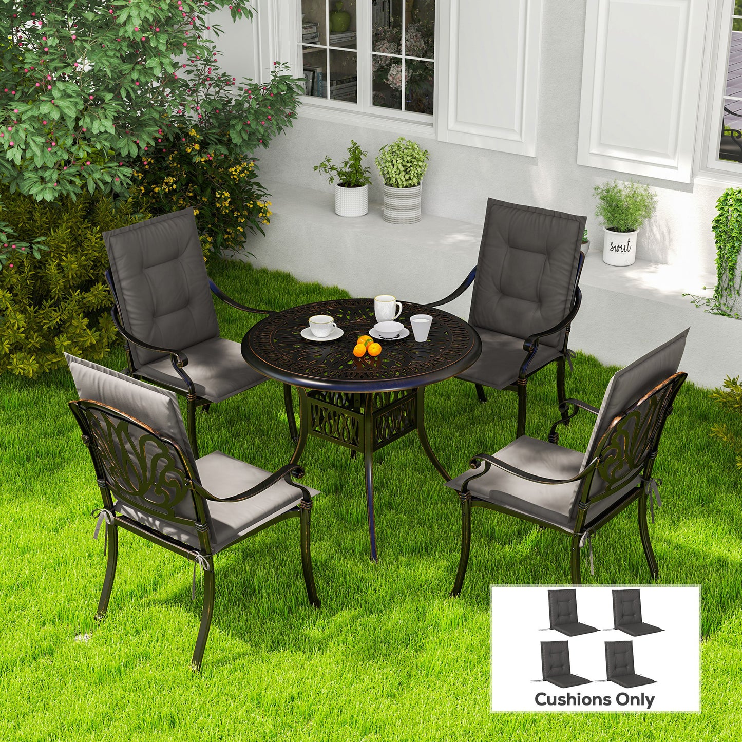Set of Four Padded Garden Seat Cushions