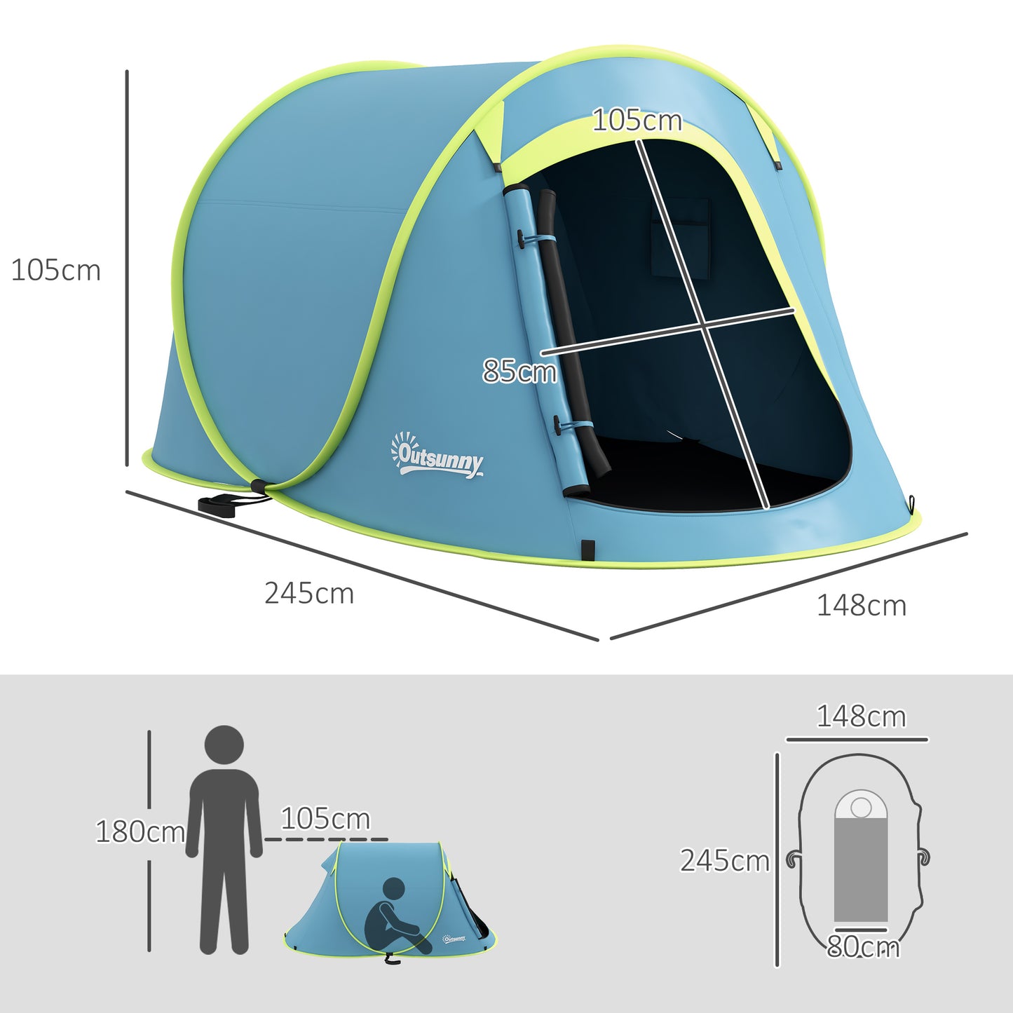 Two-Man Pop-Up Dome Tent, with Accessories