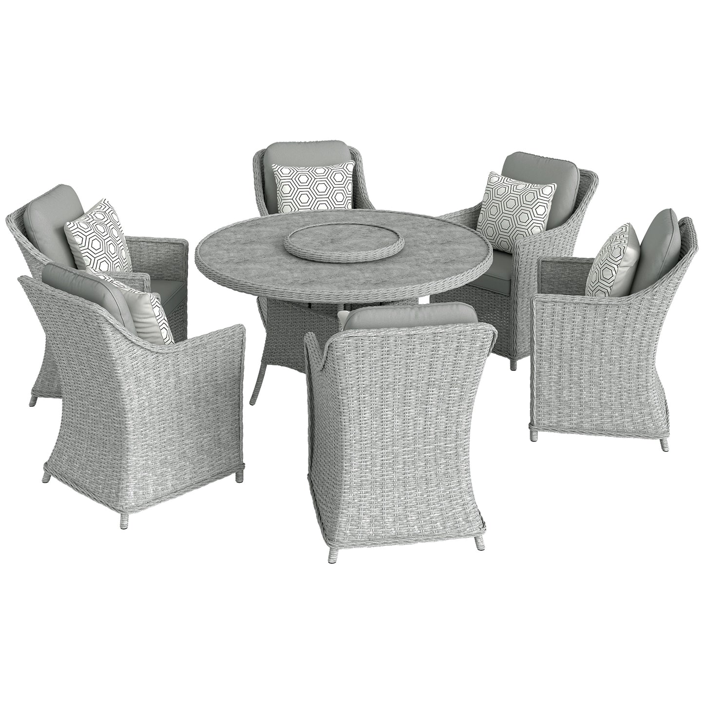 Rattan Dining Set with Turntable