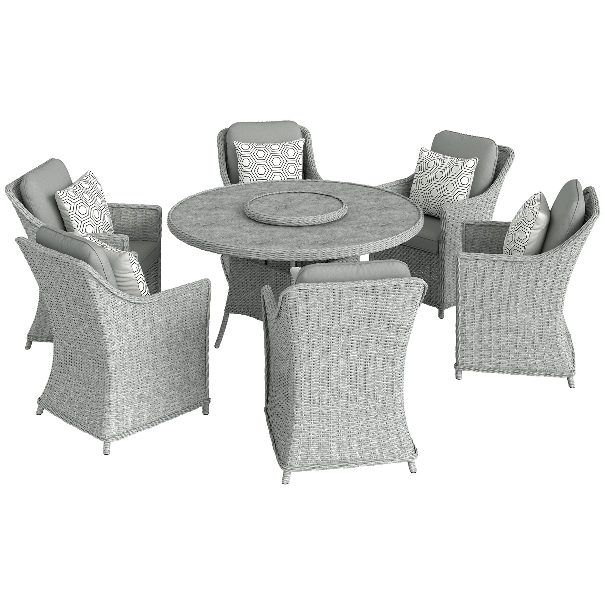 Rattan Dining Set with Turntable