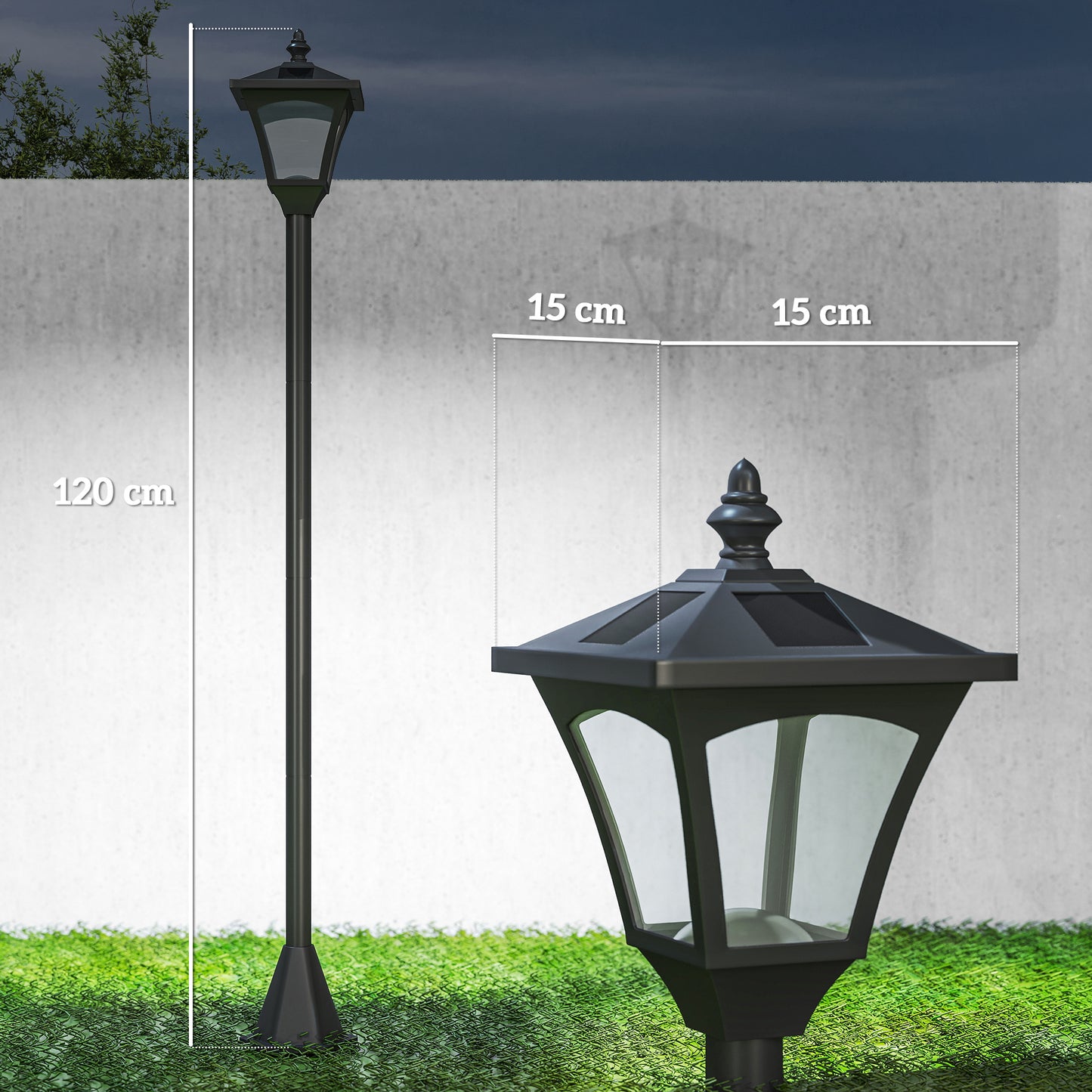 1.2m Solar Powered Outdoor Lamp Post