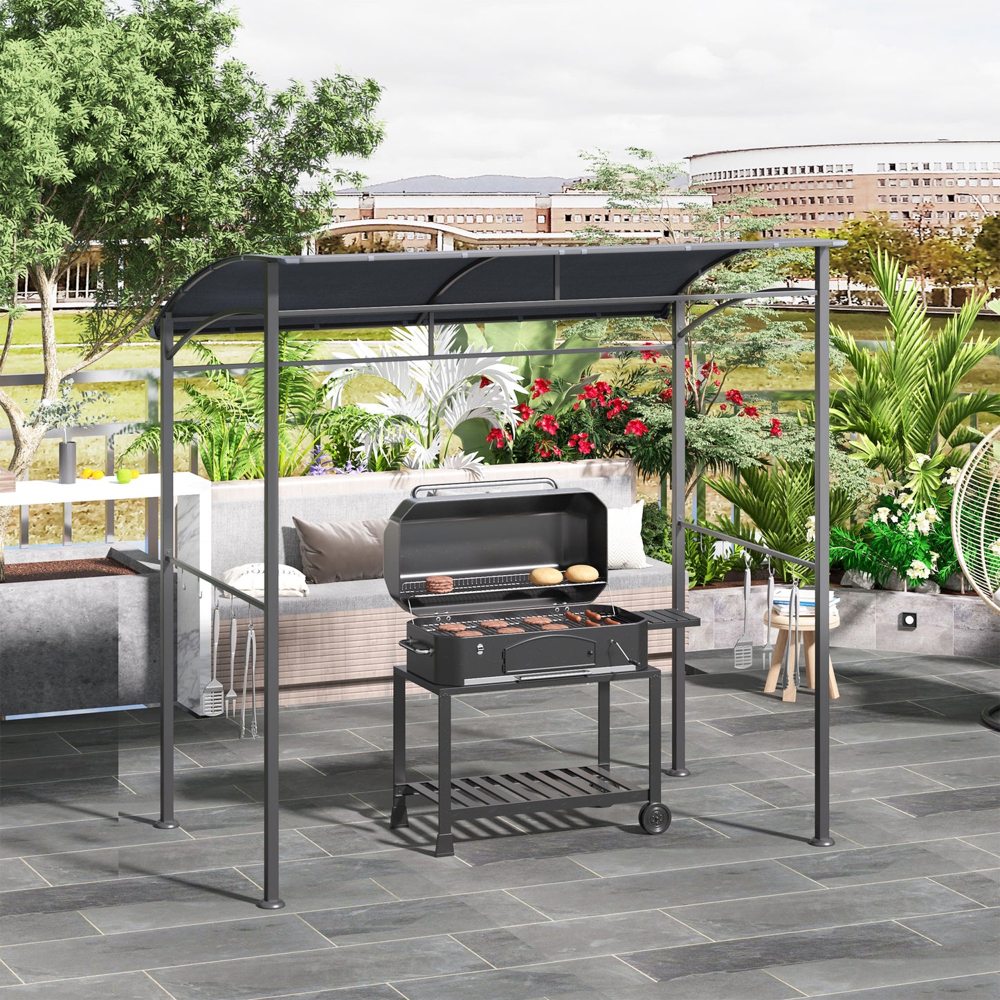 2.2 x 1.5 m BBQ Grill Gazebo Tent, Garden Grill with Metal Frame