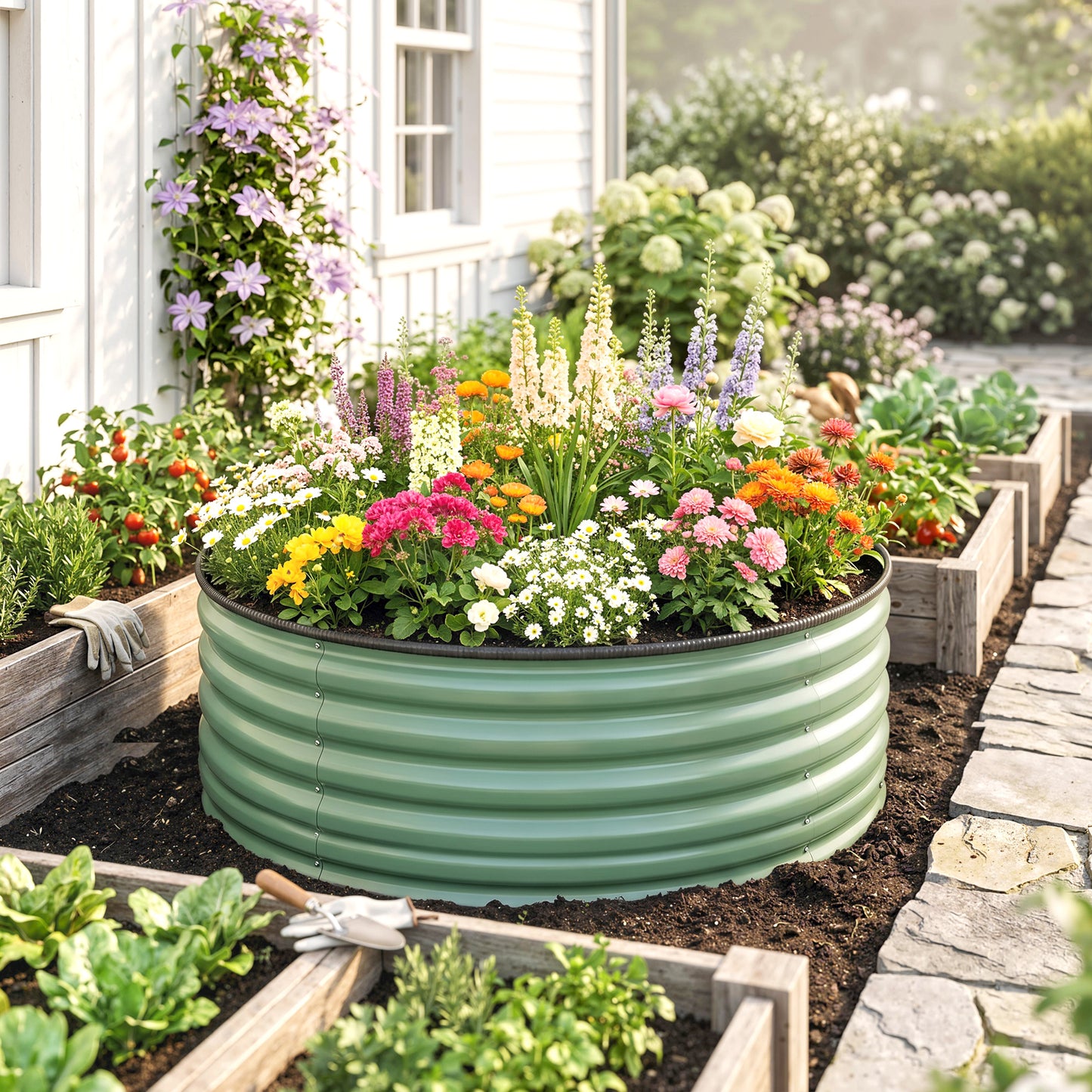 Galvanised Raised Garden Bed with Safety Edging
