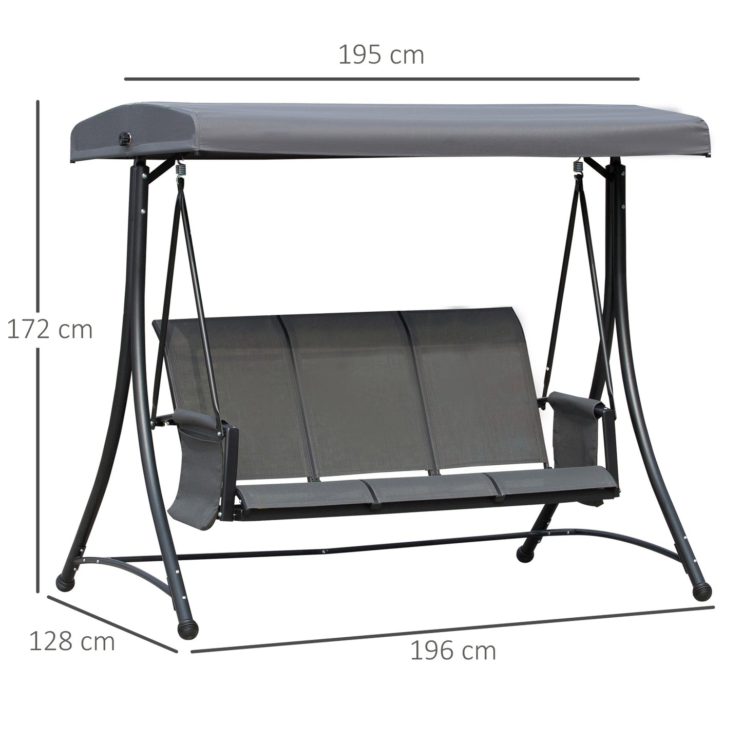 3 Person Outdoor Patio Porch Swing Chair with High Back Design