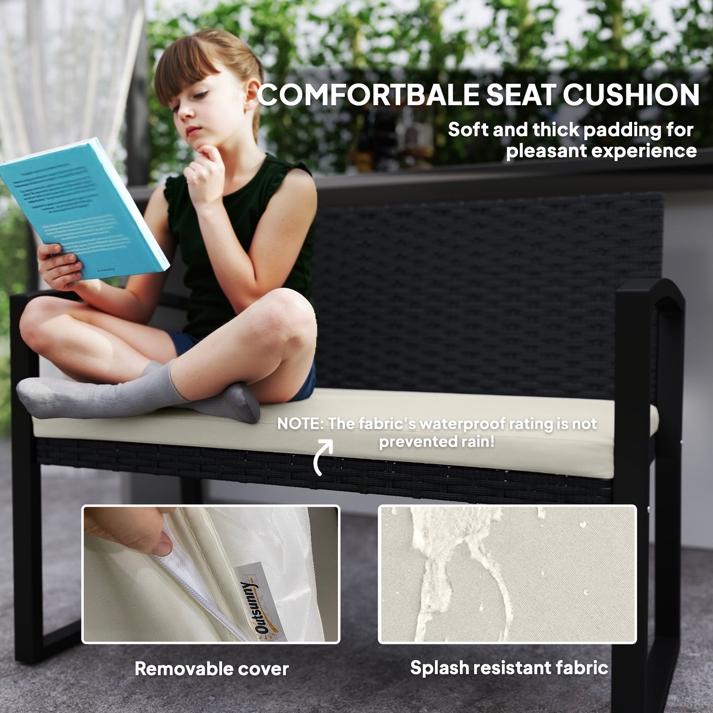 Two-Seater Rattan Garden Bench