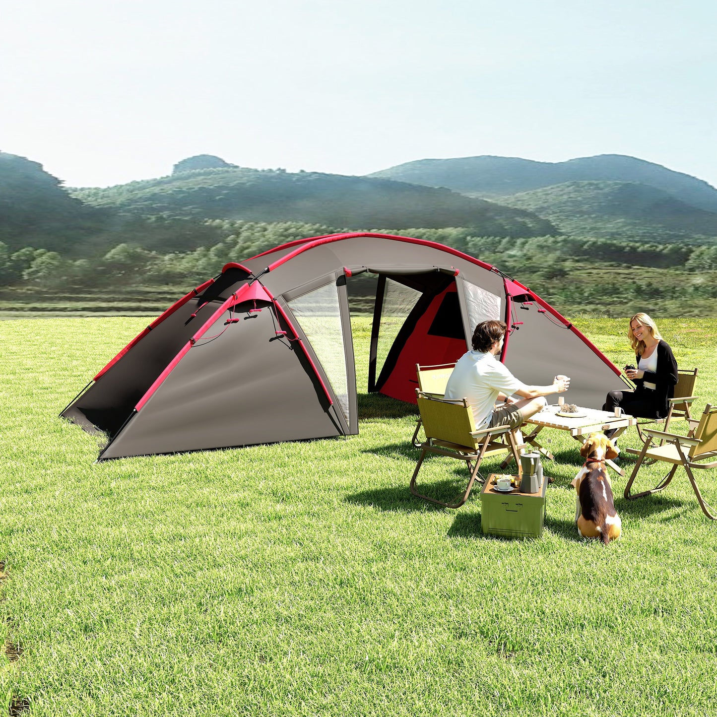 4-6 Man Family Camping Tent w/ 2 Bedrooms and a Living Room