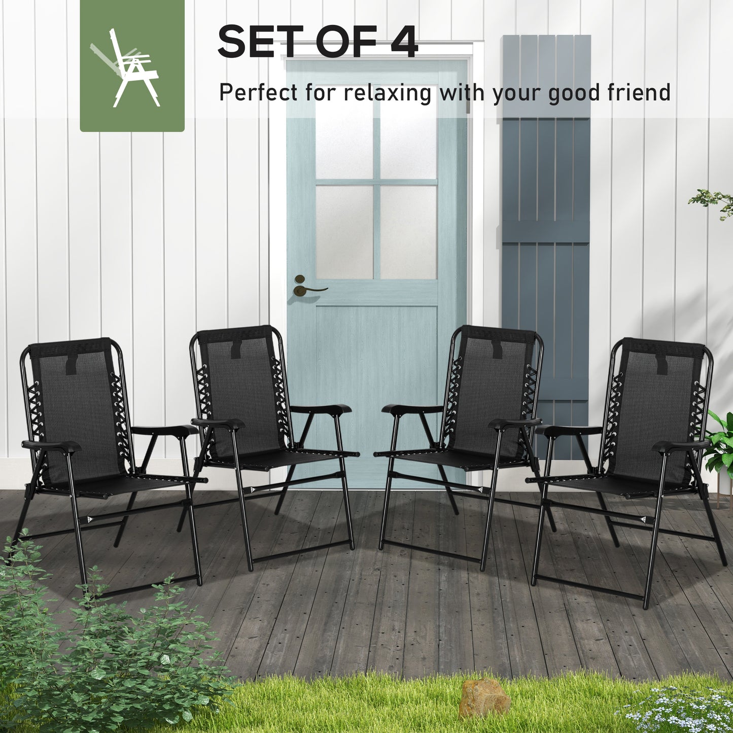4 Pcs Patio Folding Chair Set