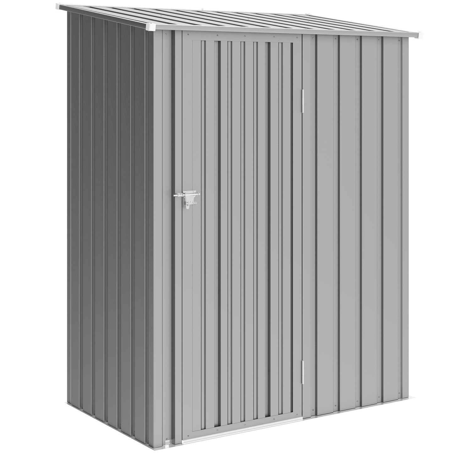5ft x 3ft Garden Storage Shed, Outdoor Metal Shed with Sloped Roof