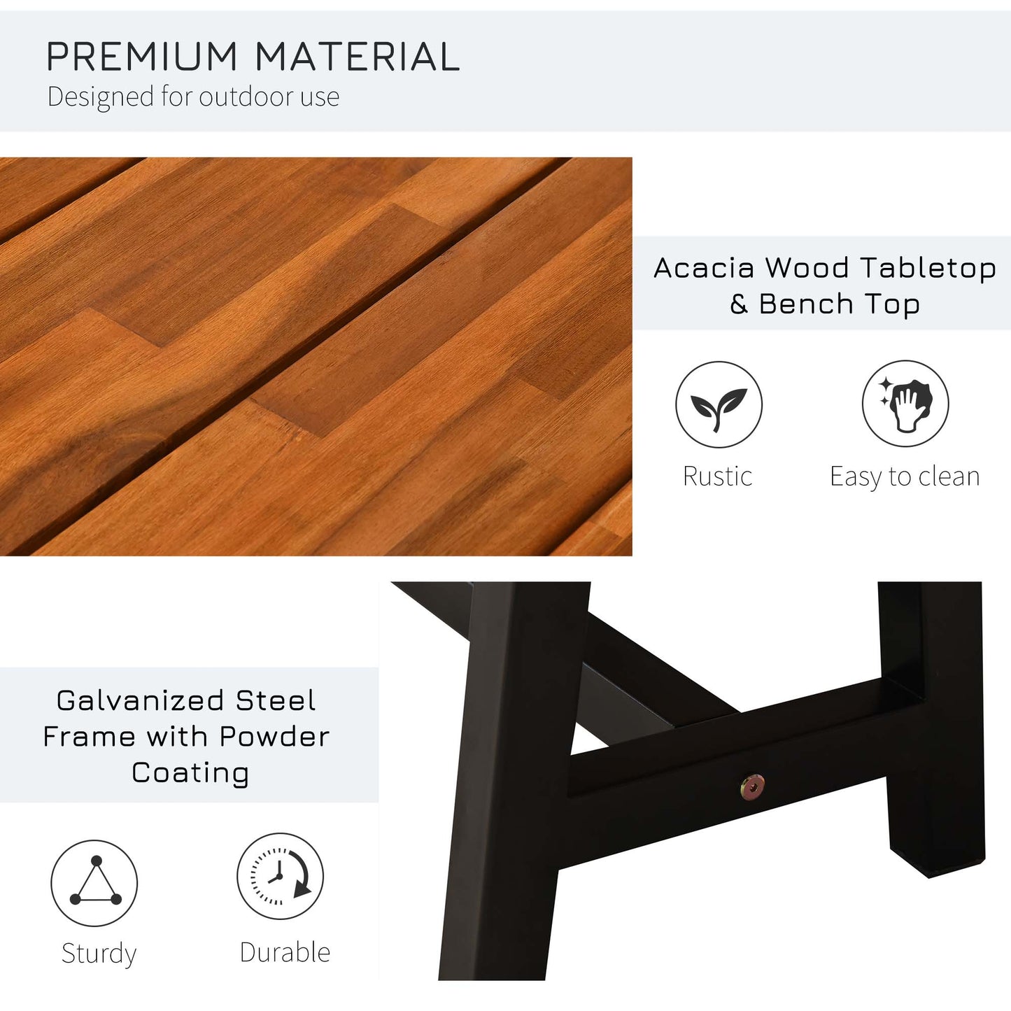 Garden 3 Pieces Acacia Wood Picnic Table