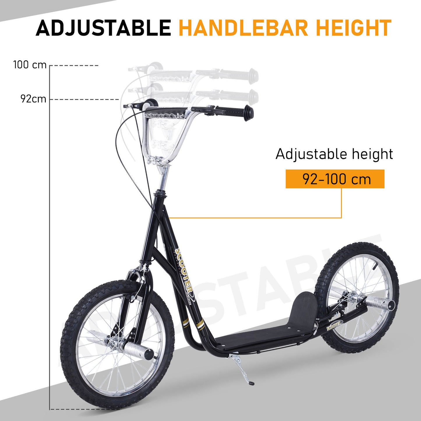 Stunt Scooter, Kids Scooter with 16" Big Wheels, Adjustable Height
