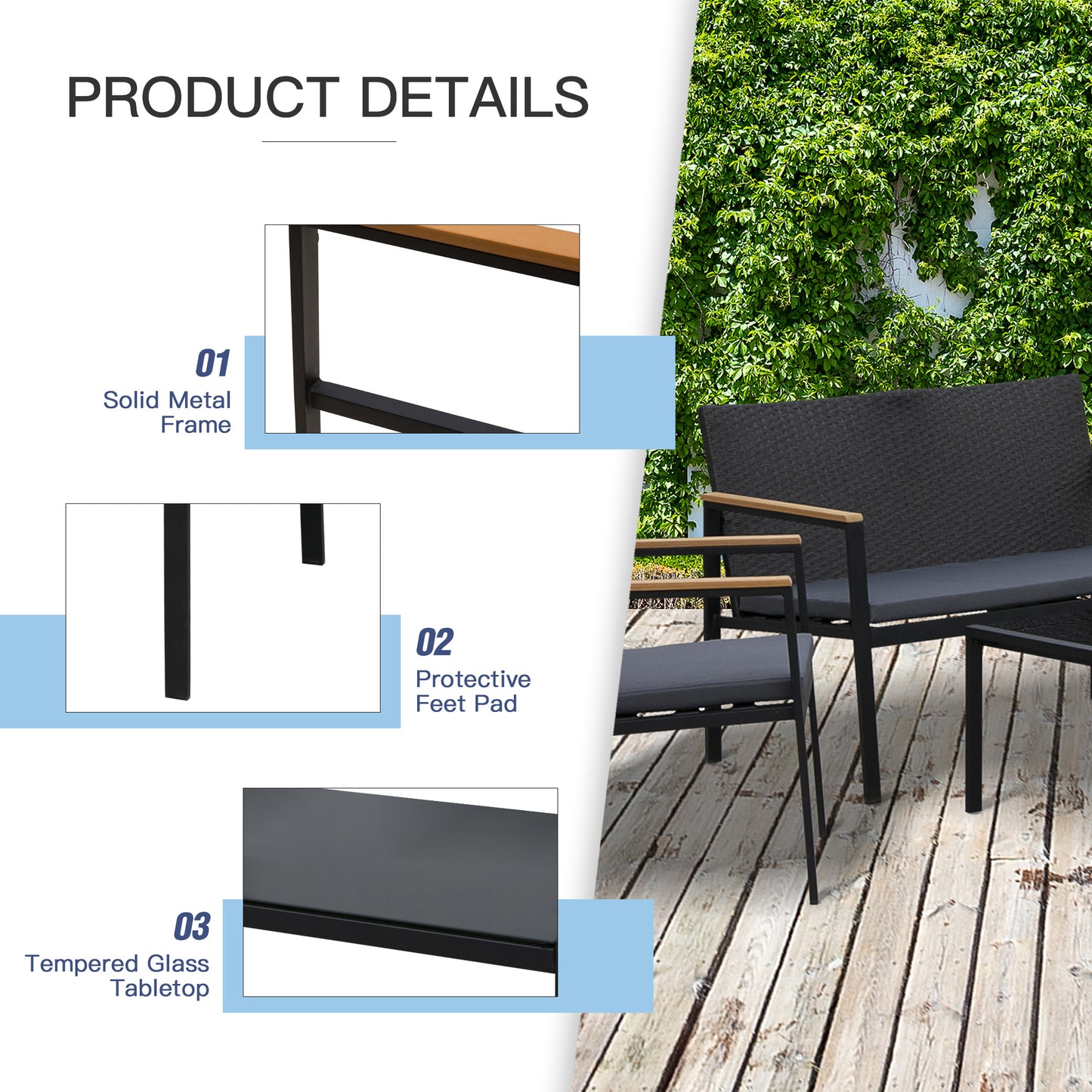 4 Pieces Rattan Garden Furniture Set (3)