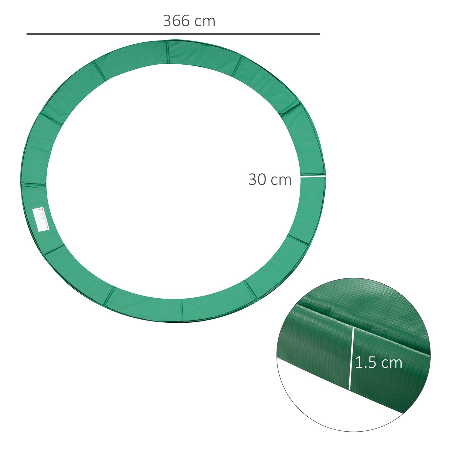 12FT Replacement Trampoline Pad Thick Foam Safety Φ366cm Spring