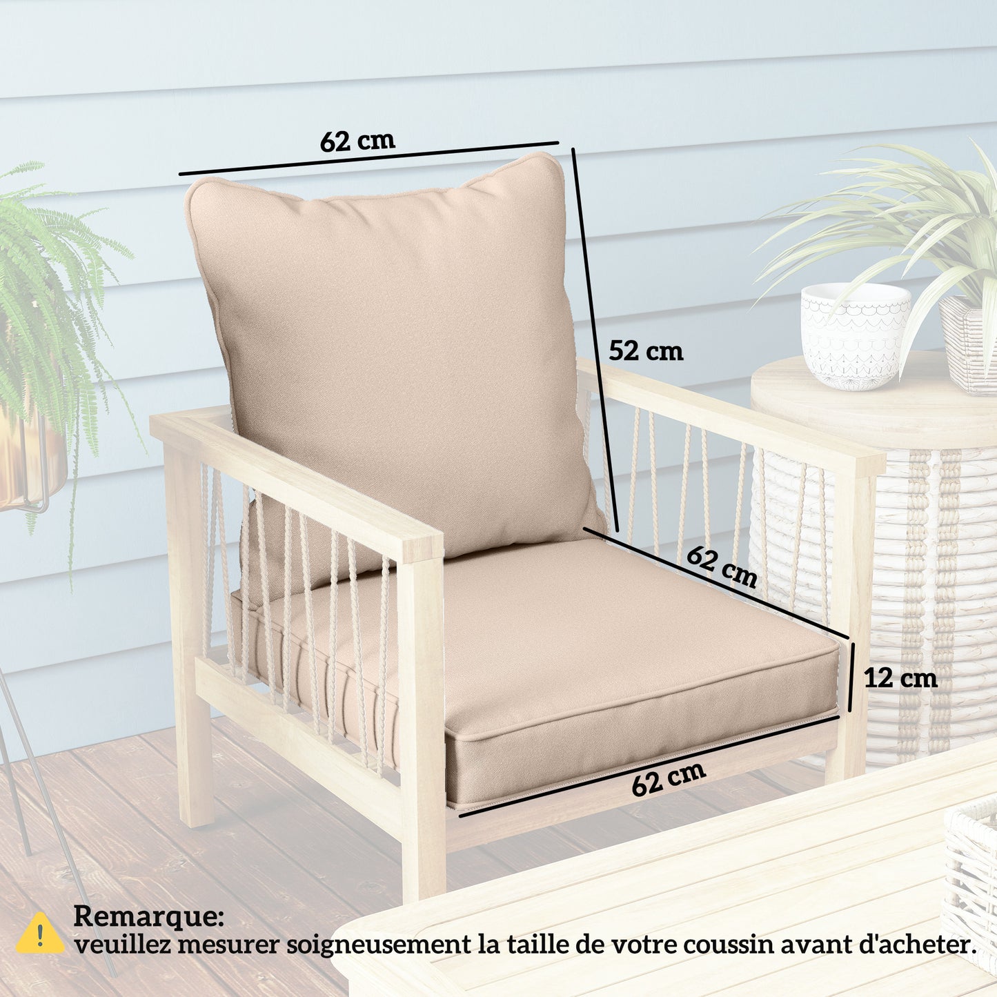 Seat and Back Padded Cushion Set, CUSHION ONLY