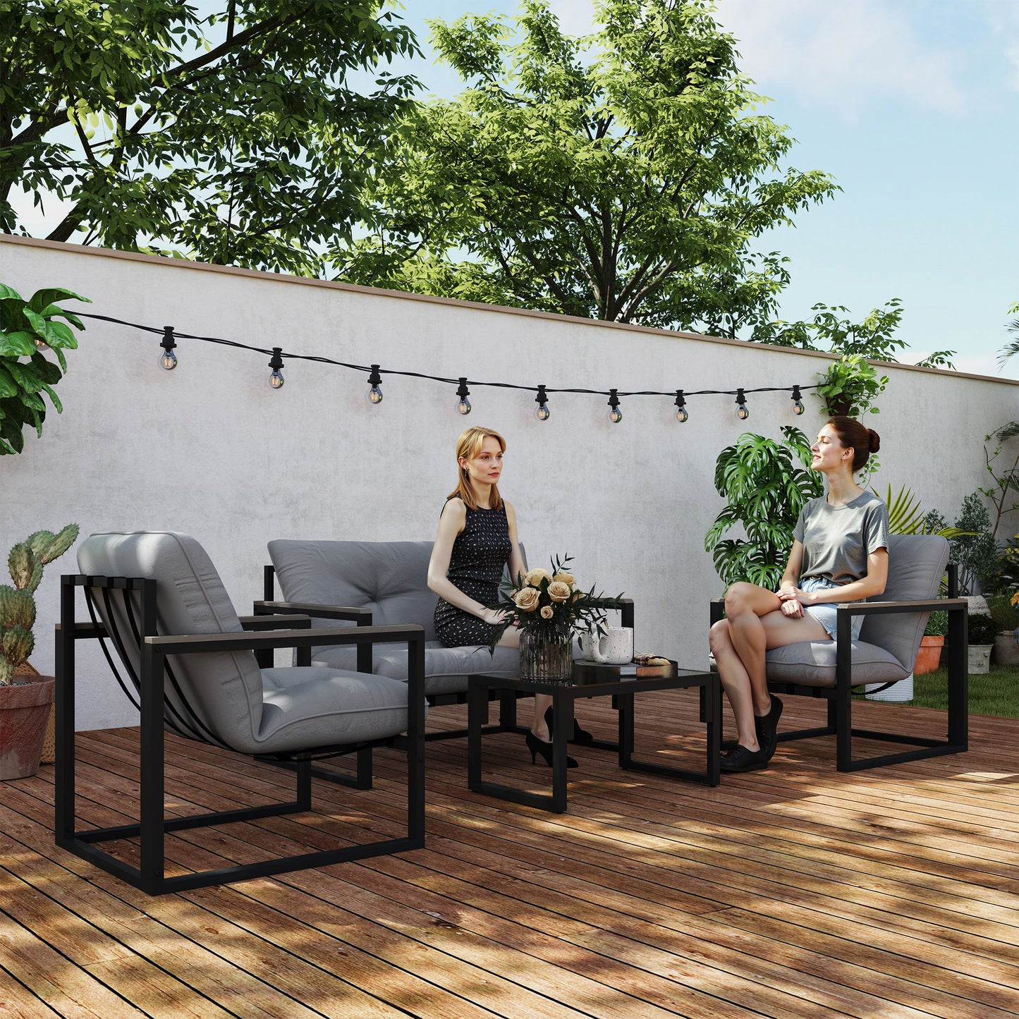 Garden Furniture Set, 4 Piece Indoor Outdoor Conservatory