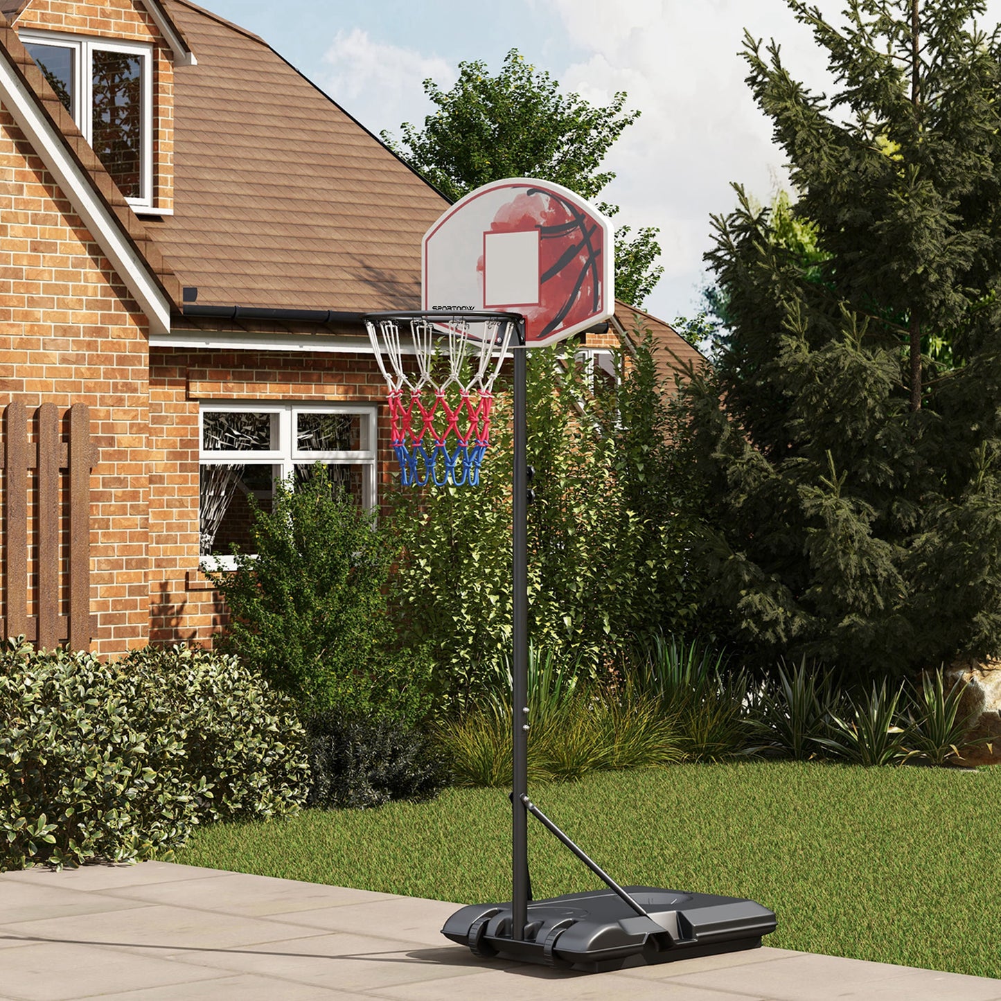 Adjustable Basketball Stand Net System, with Wheels, Enlarged Base
