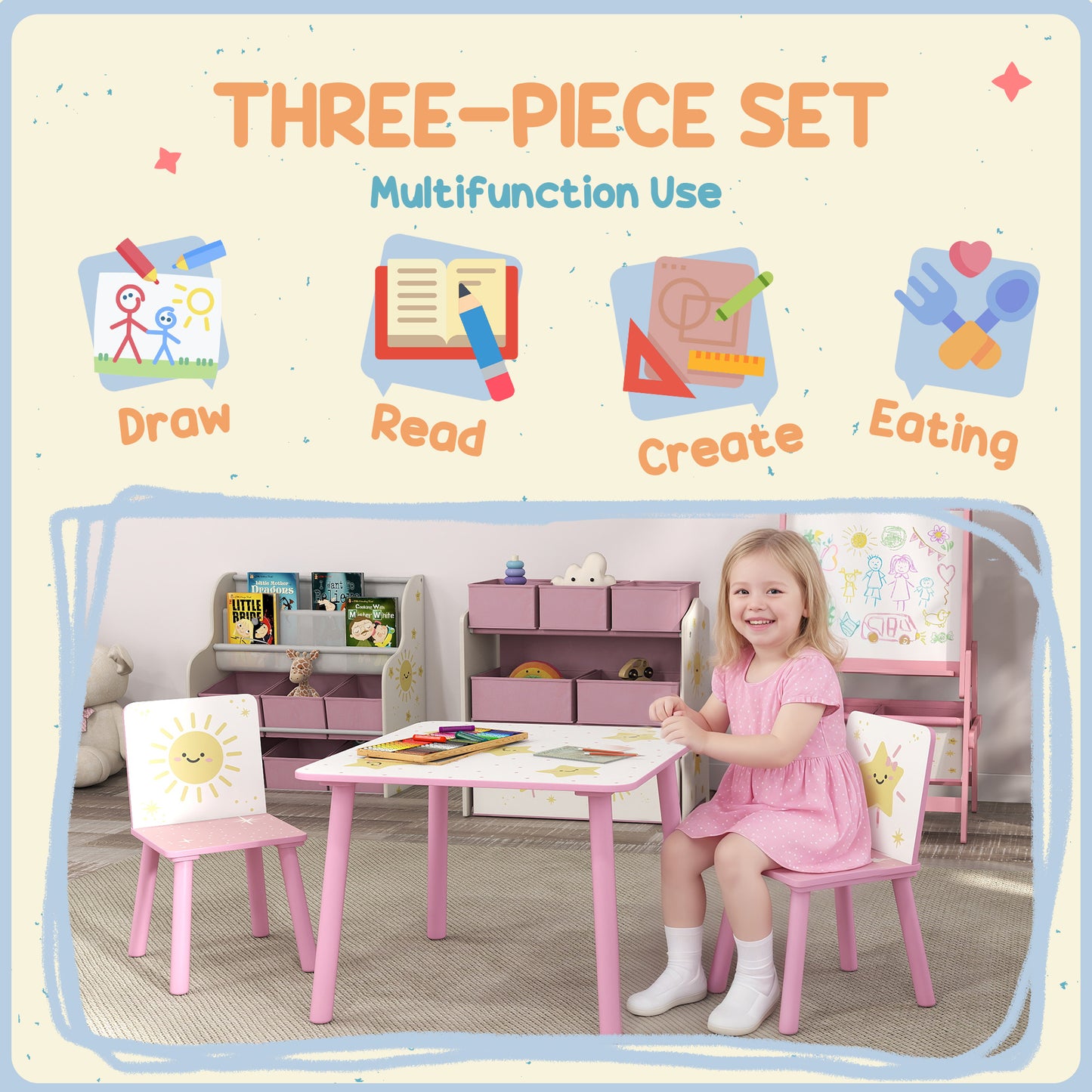 3-Piece Toddler Table and Chair Set
