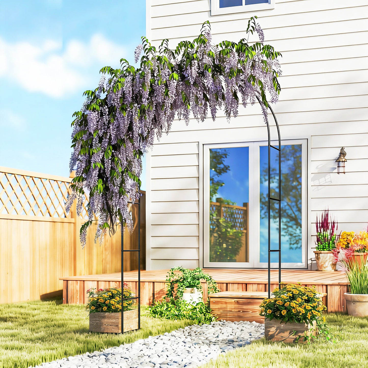 Garden Arch, 2.4 m High x 1.5 m Wide Metal Garden Trellis