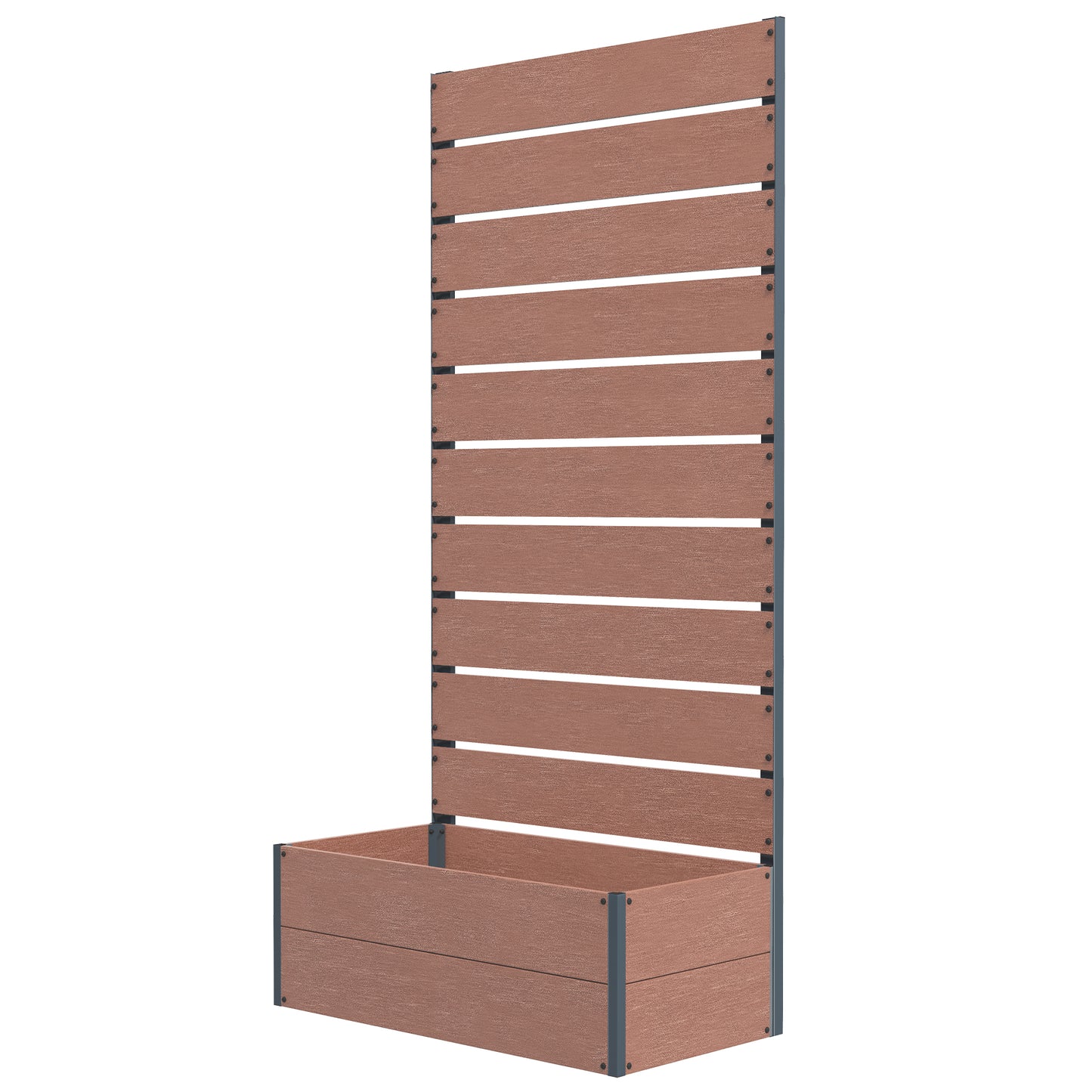 34 x 69.5cm Garden Planter Box, with Back Trellis