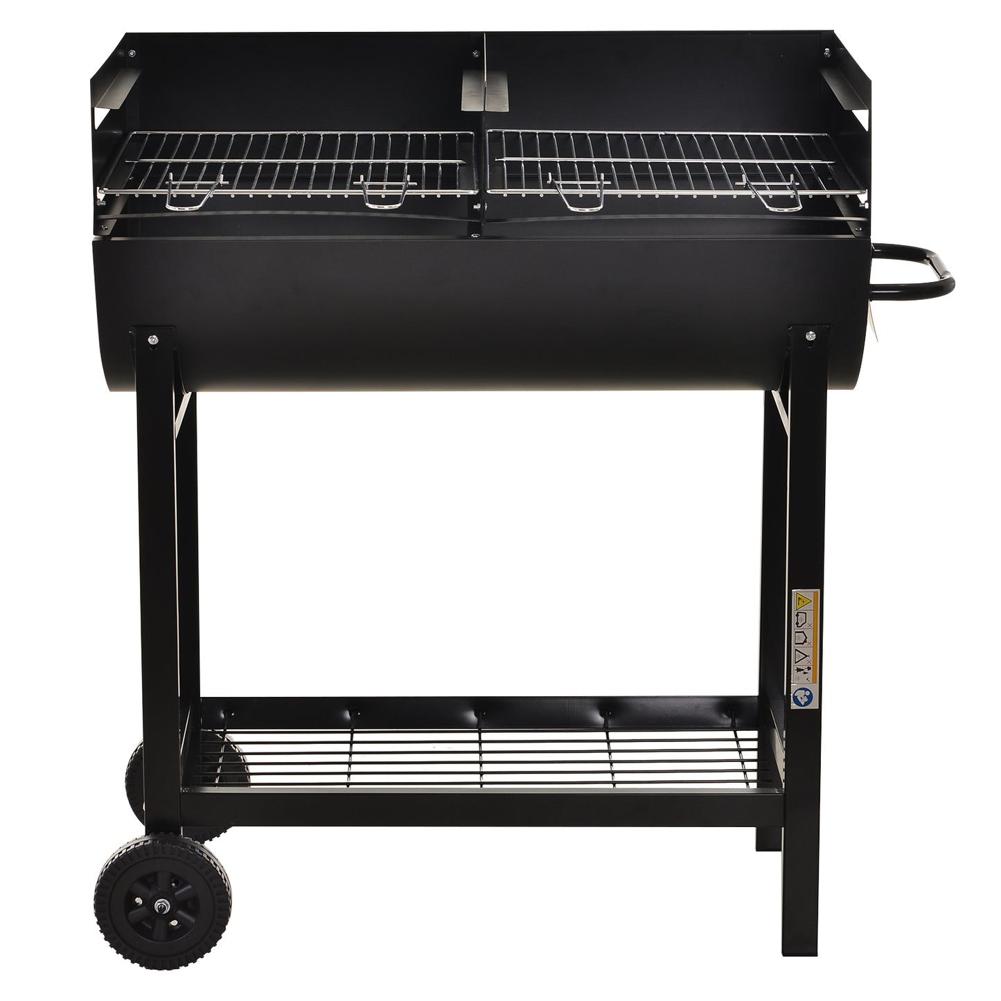 Steel 2-Grill Charcoal BBQ w/ Wheels