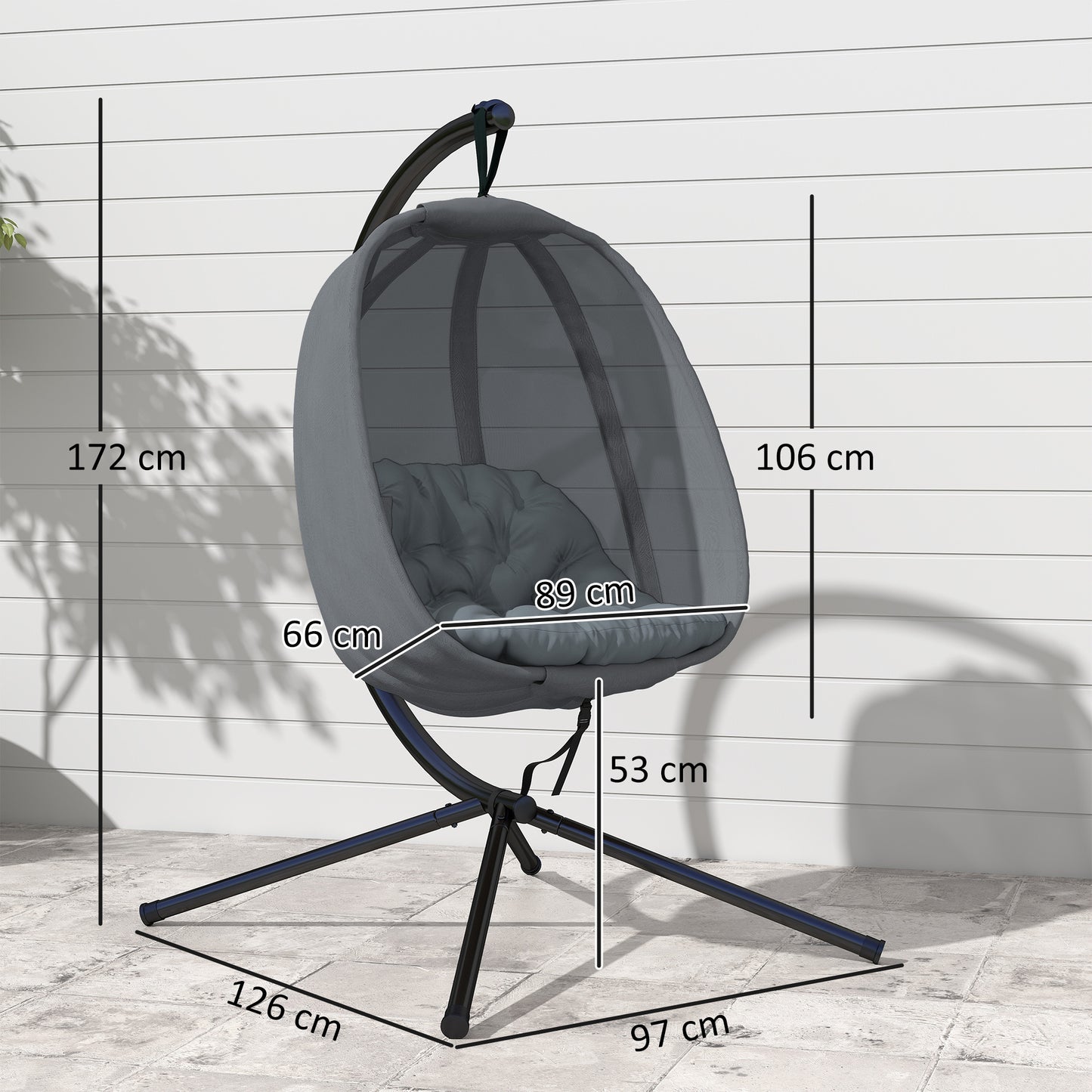 Hanging Egg Chair, Folding Texteline Swing Hammock with Side Pocket