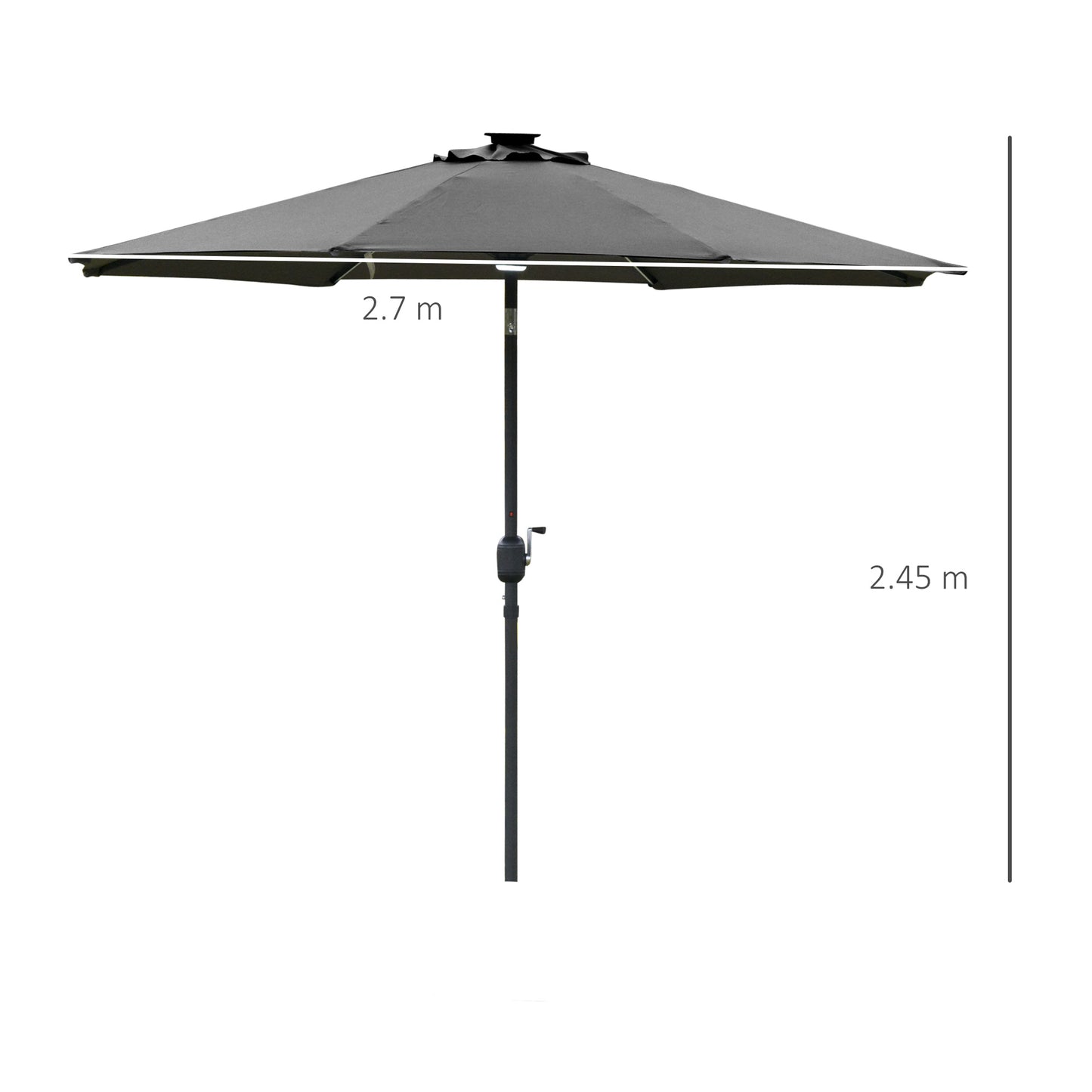 2.7m Garden Parasol Sun Umbrella w/ LED Solar Light Angled Canopy