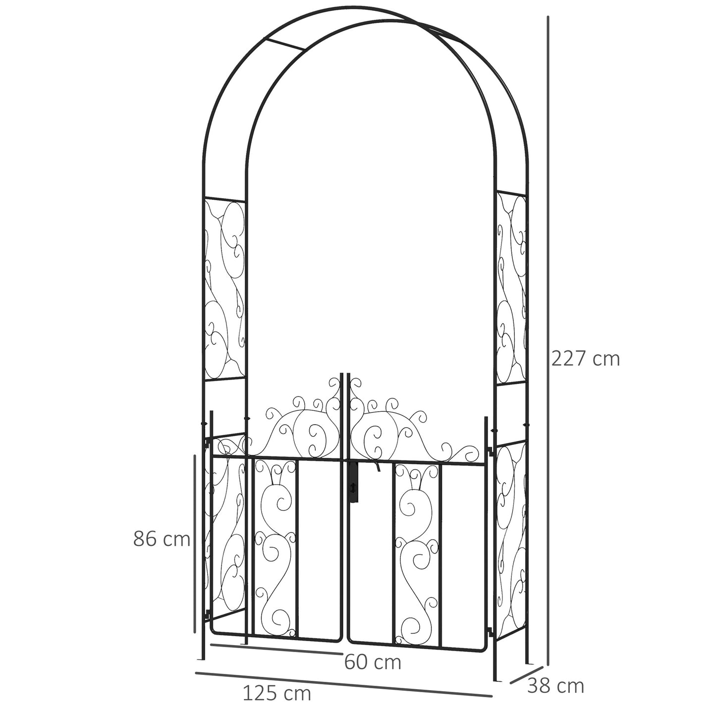 Outdoor Garden Arch with Double Gates (1)