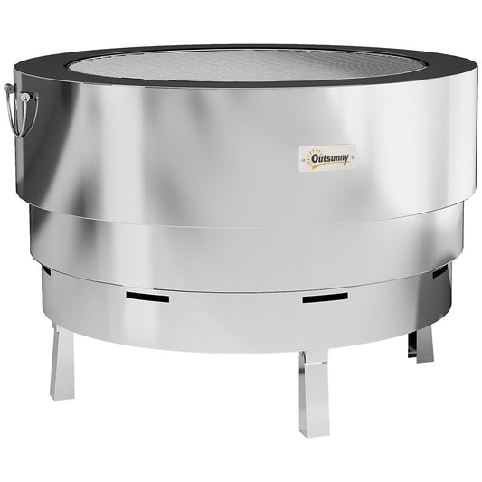 Stainless Steel Wood-burning Fire Pit with Fire Poker