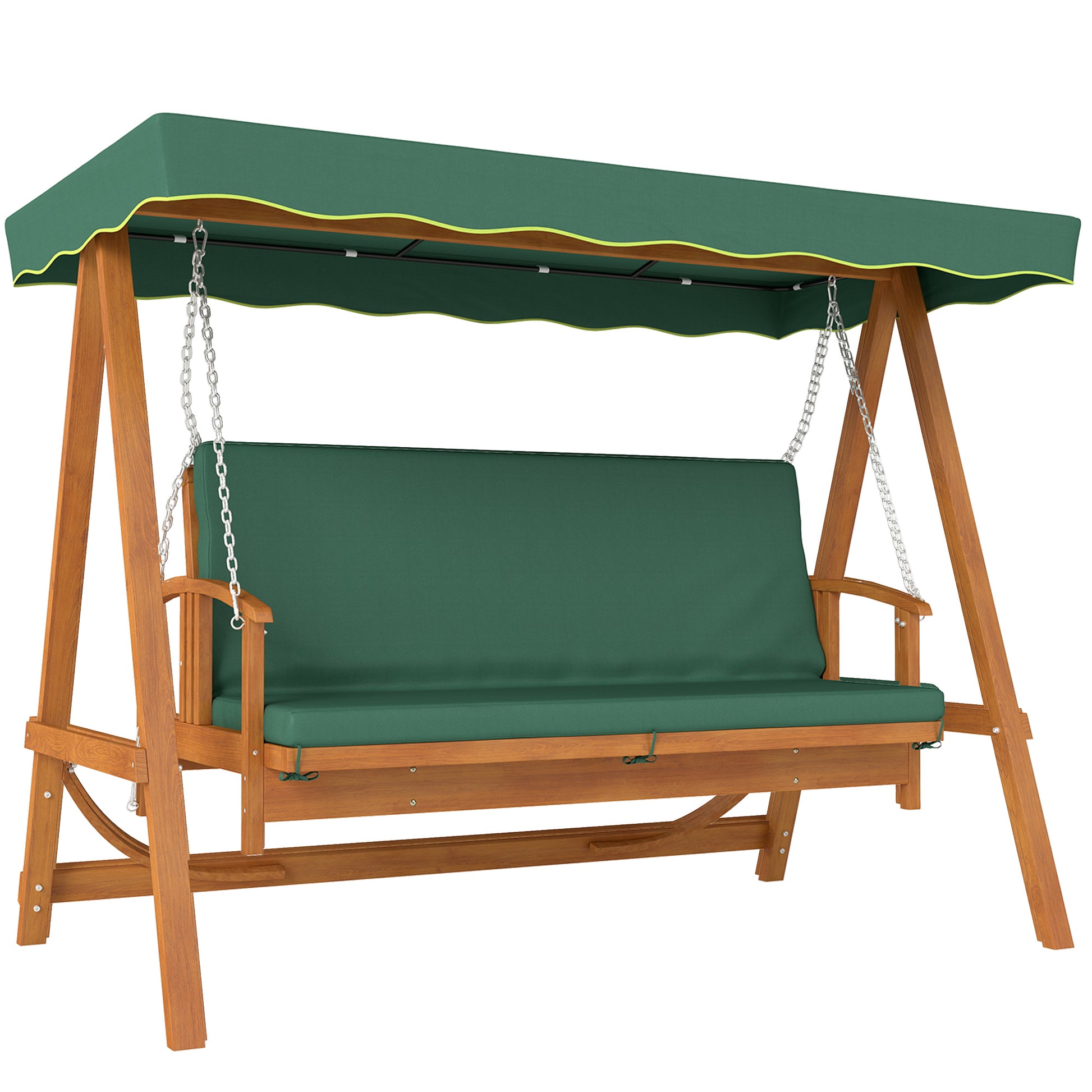 3 Seater 2-in-1 Wooden Garden Swing Seat Swing Chair Outdoor