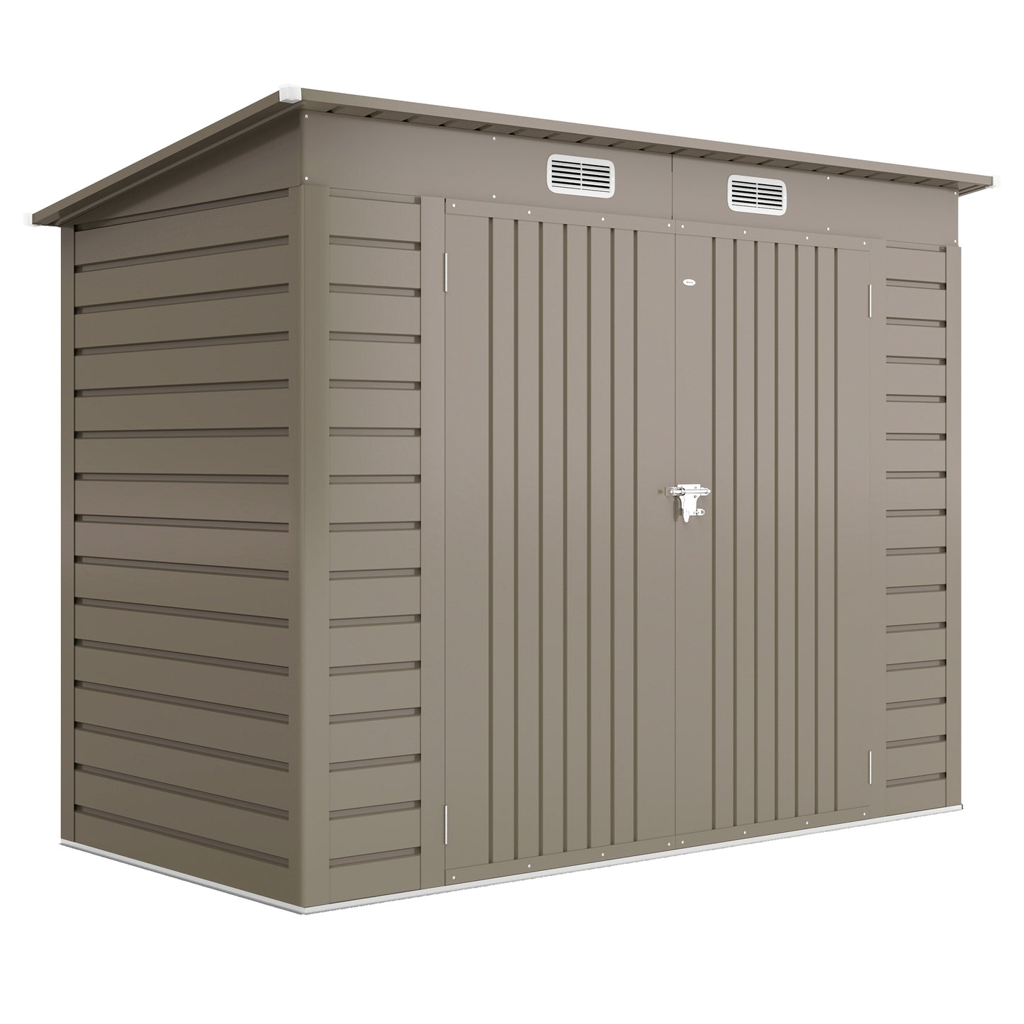 3.7 x 7.9ft Galvanised Steel Shed, with Latched Door and Padlock