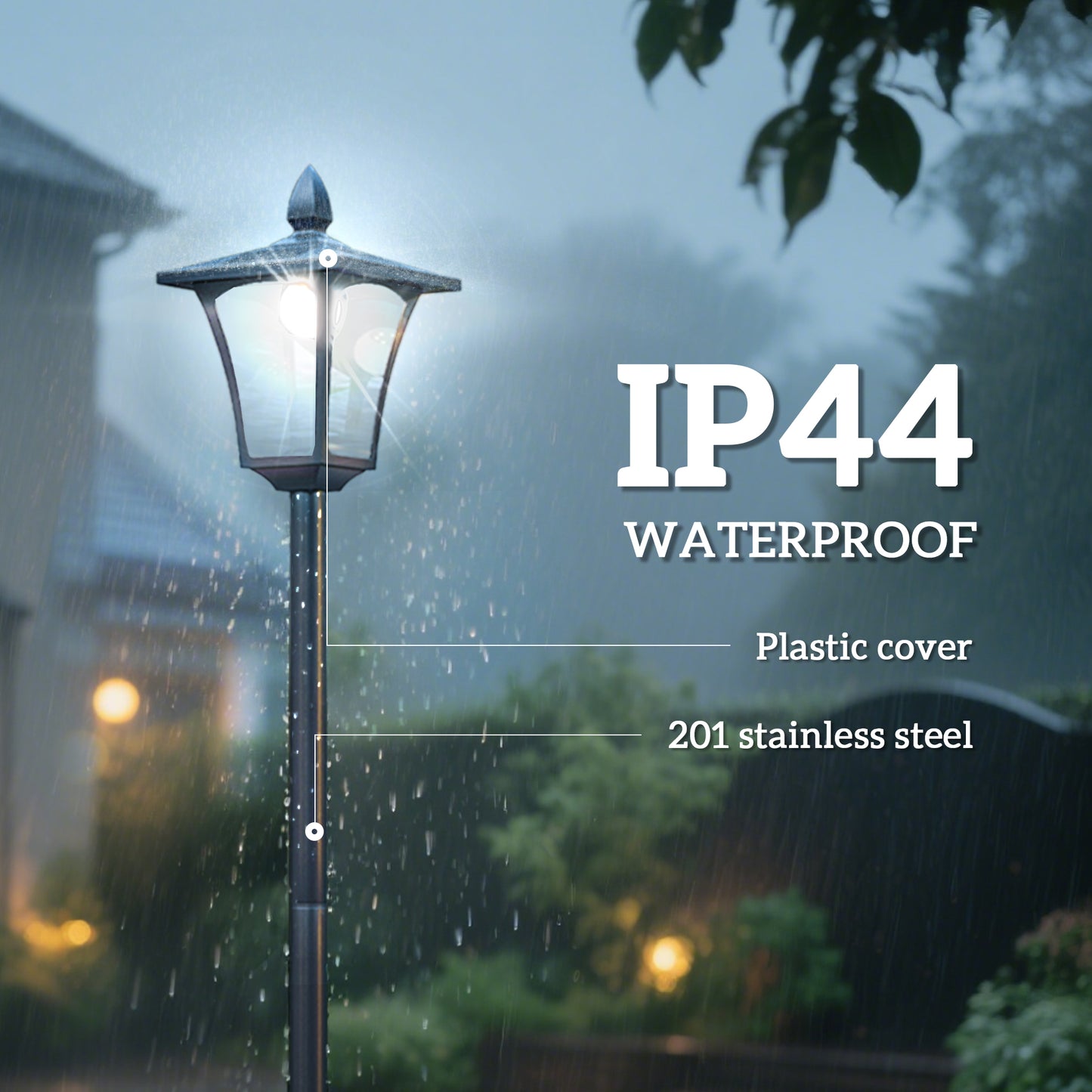 Outdoor Garden Solar Post Lamp Sensor Dimmable LED Lantern Bollard