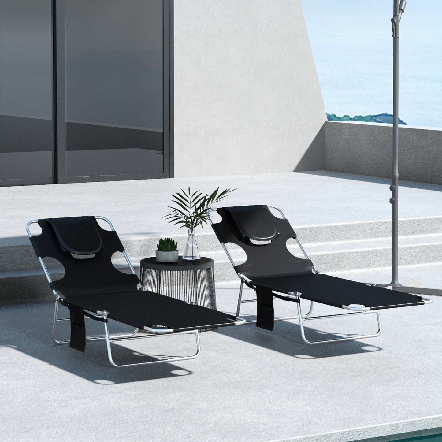 Foldable Sun Lounger Set of 2
