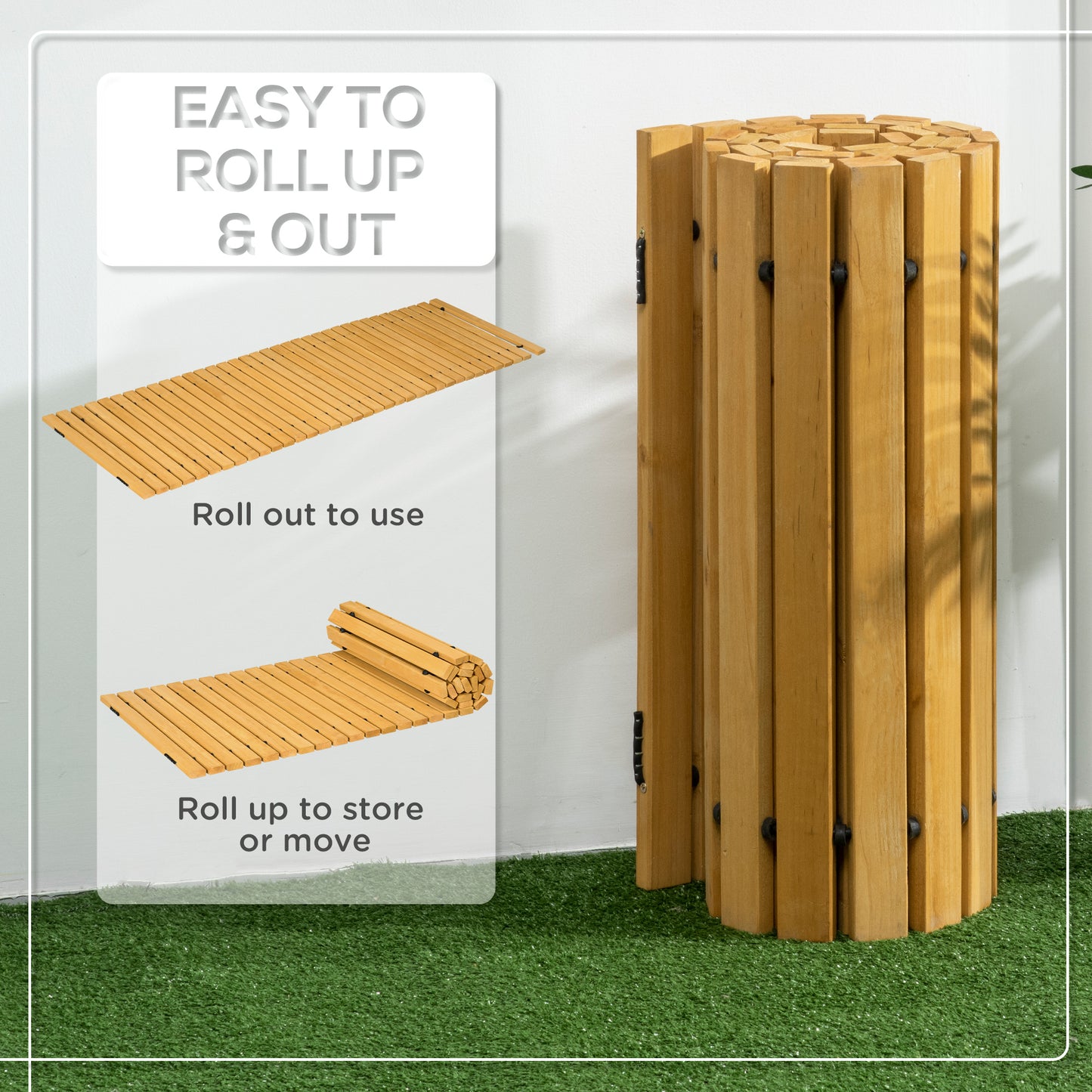 Rollable Wooden Garden Pathway Weather-Resistant Walk Way