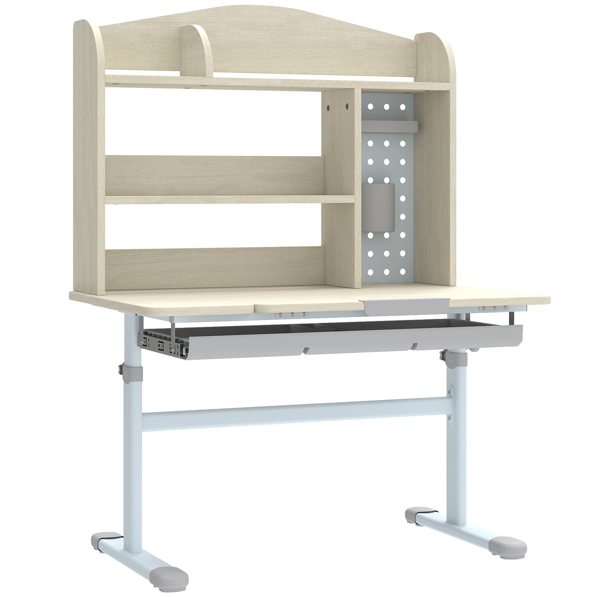 Kids Desk Height Adjustable with Tilt-Desktop, Hutch, Drawer