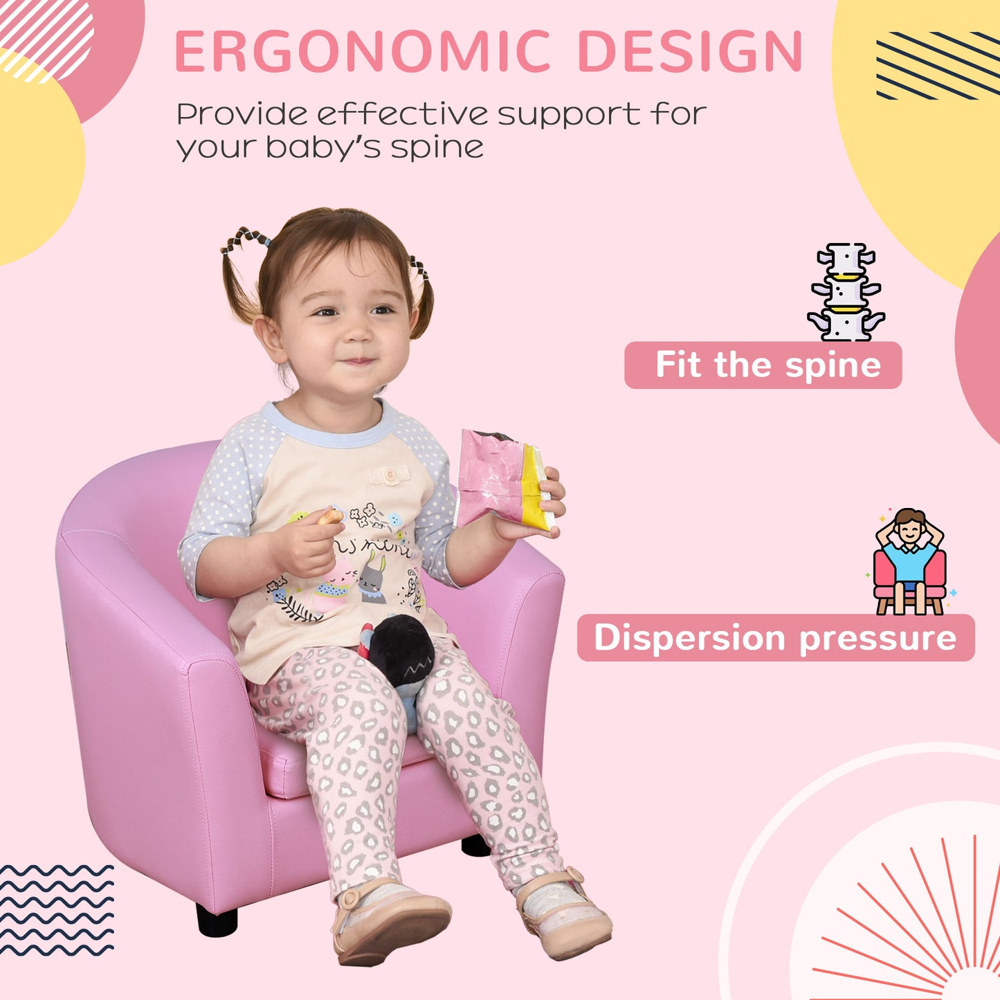 Kids Toddler Sofa Children's Armchair Footstool with Thick Padding