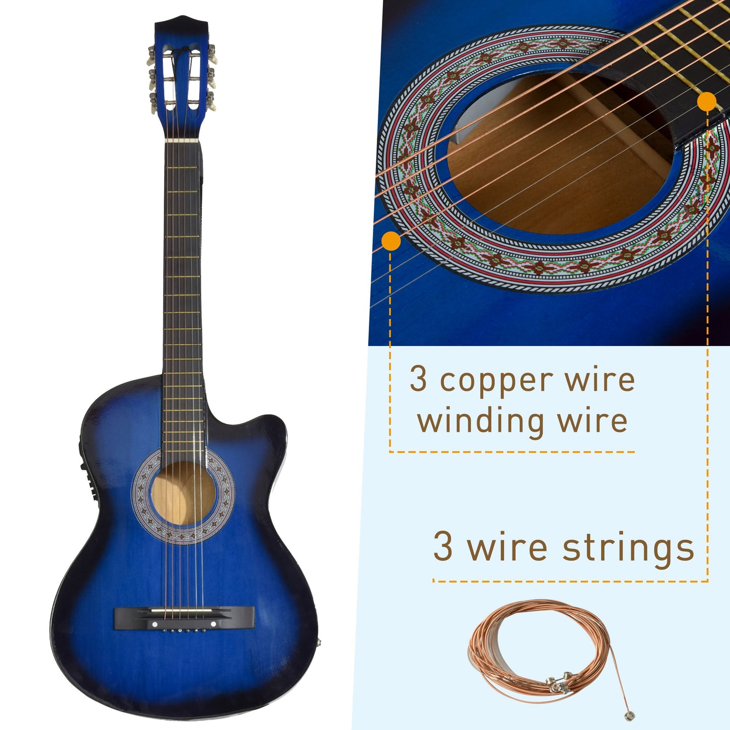 38 Inch Full Size Acoustic Electric Guitar