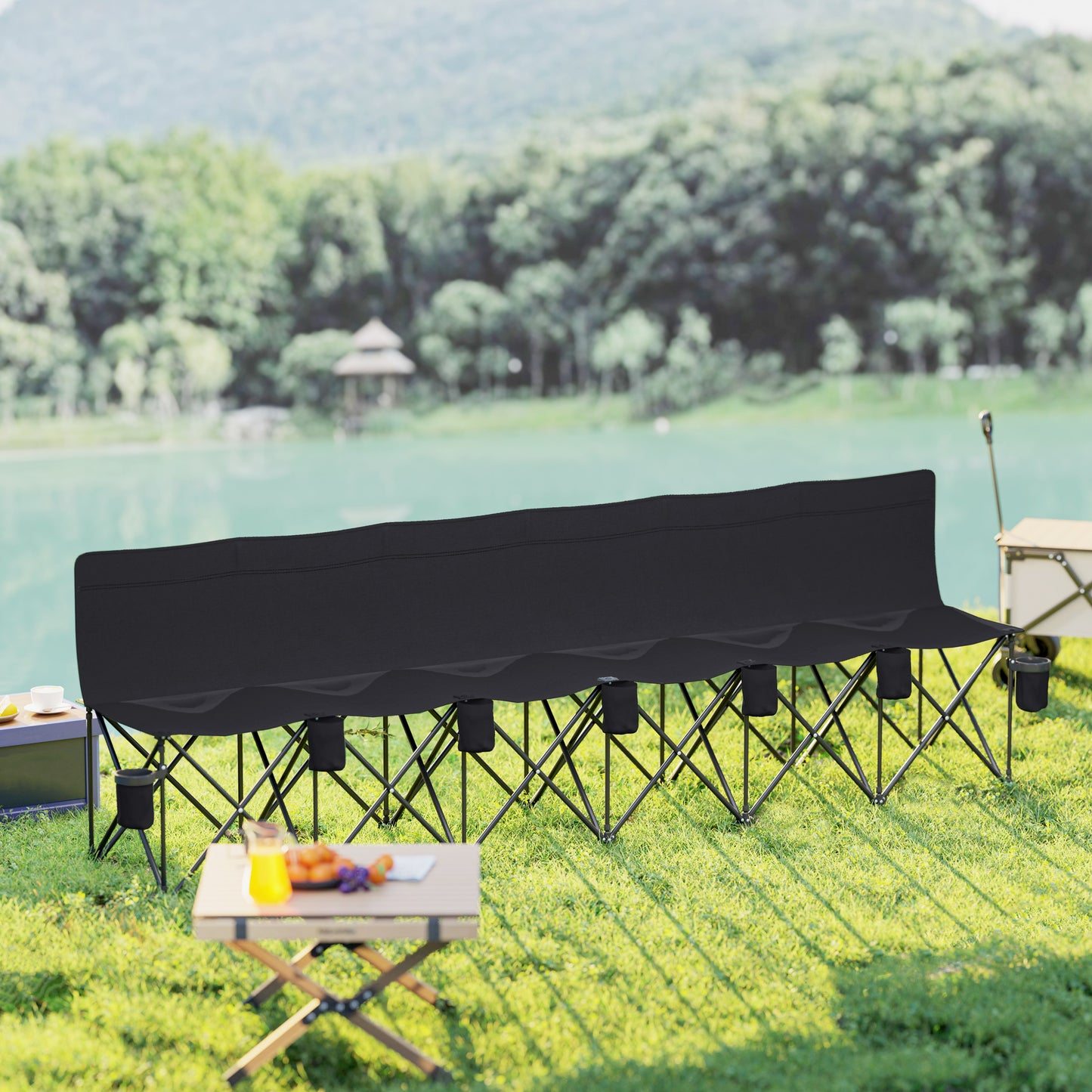 6 Seater Folding Camping Chair with Cup Holder & Carry Bag