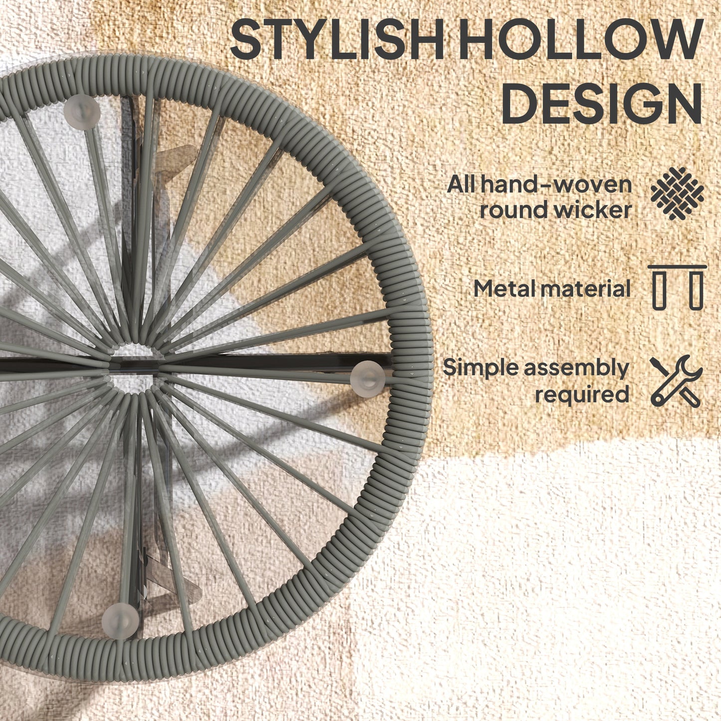 Rattan Side Table, Round Outdoor Coffee Table (1)