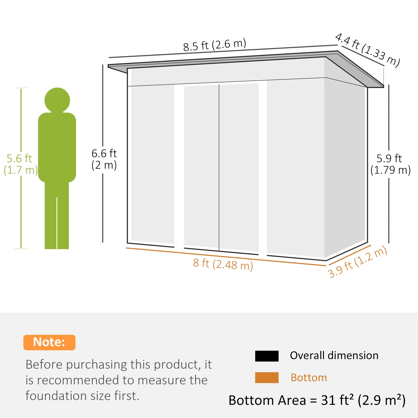 8.5 x 4ft Metal Shed with Lightsky Panels