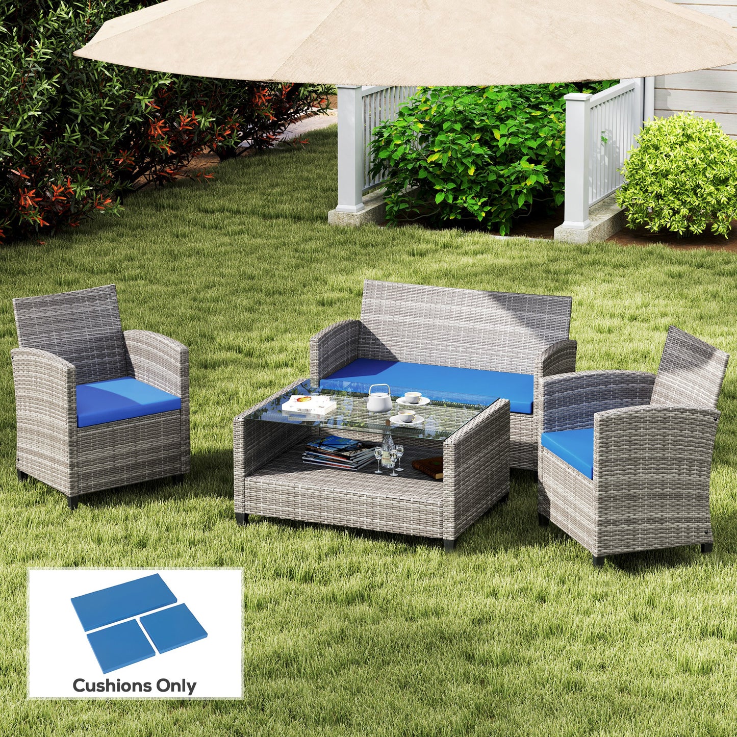 Outdoor Seat Cushion Pads for Rattan Furniture