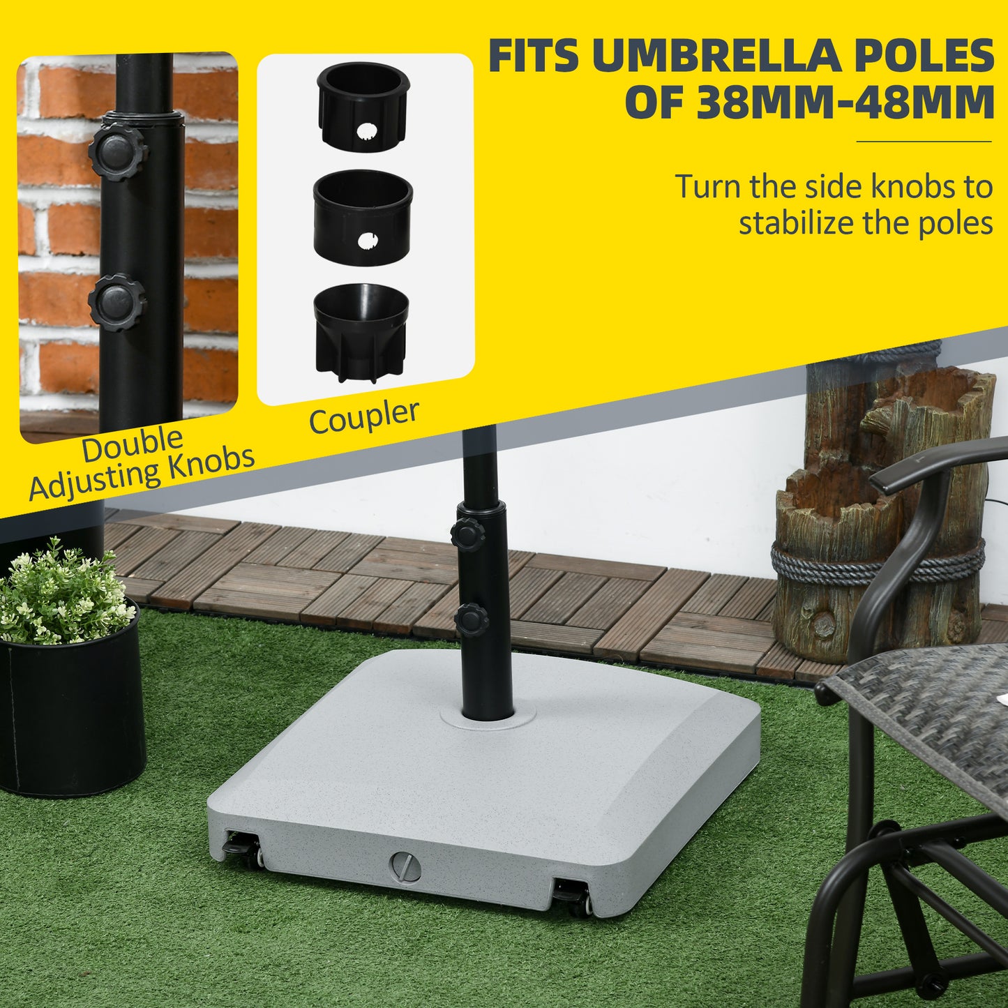Garden Parasol Base Holder, 24kg Water or 30kg Sand Filled