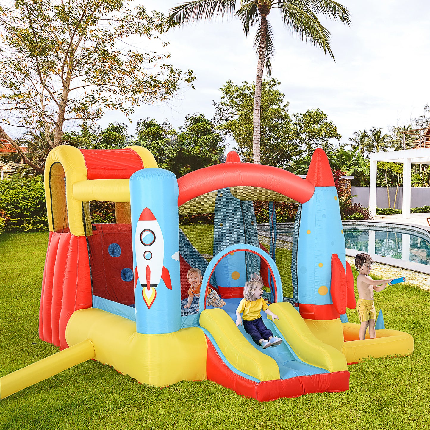 Bounce Castle Inflatable Trampoline Slide Pool Rocket Design 3.4 x